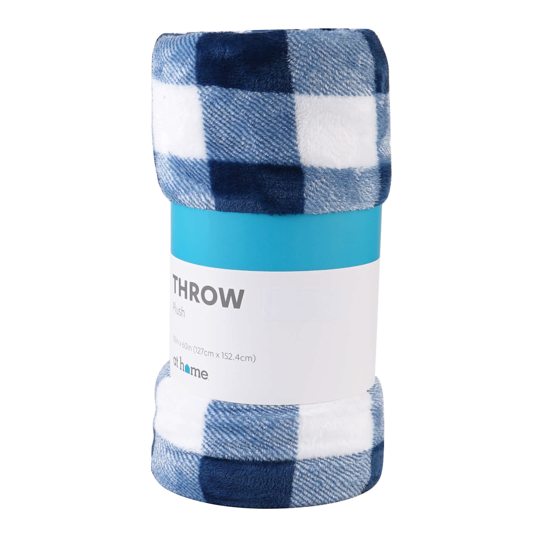 Navy Blue & White Buffalo Plaid Plush Throw Blanket, 50x60