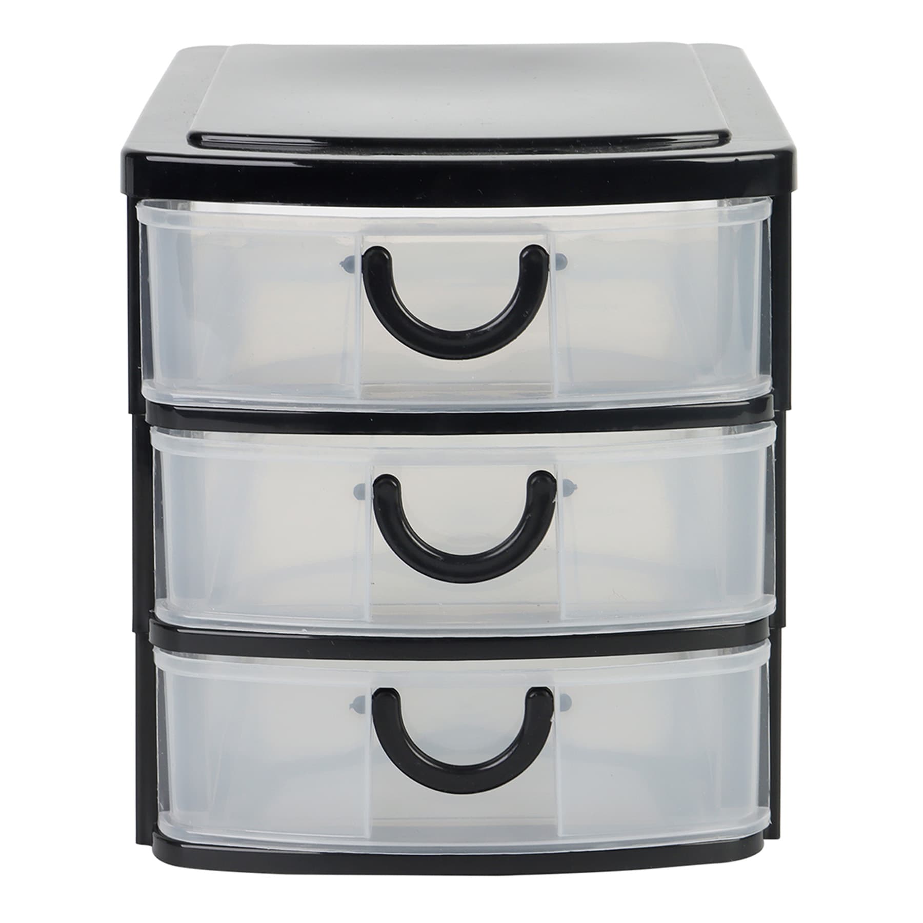 3 Drawer Black & Clear Mini Storage Organizer