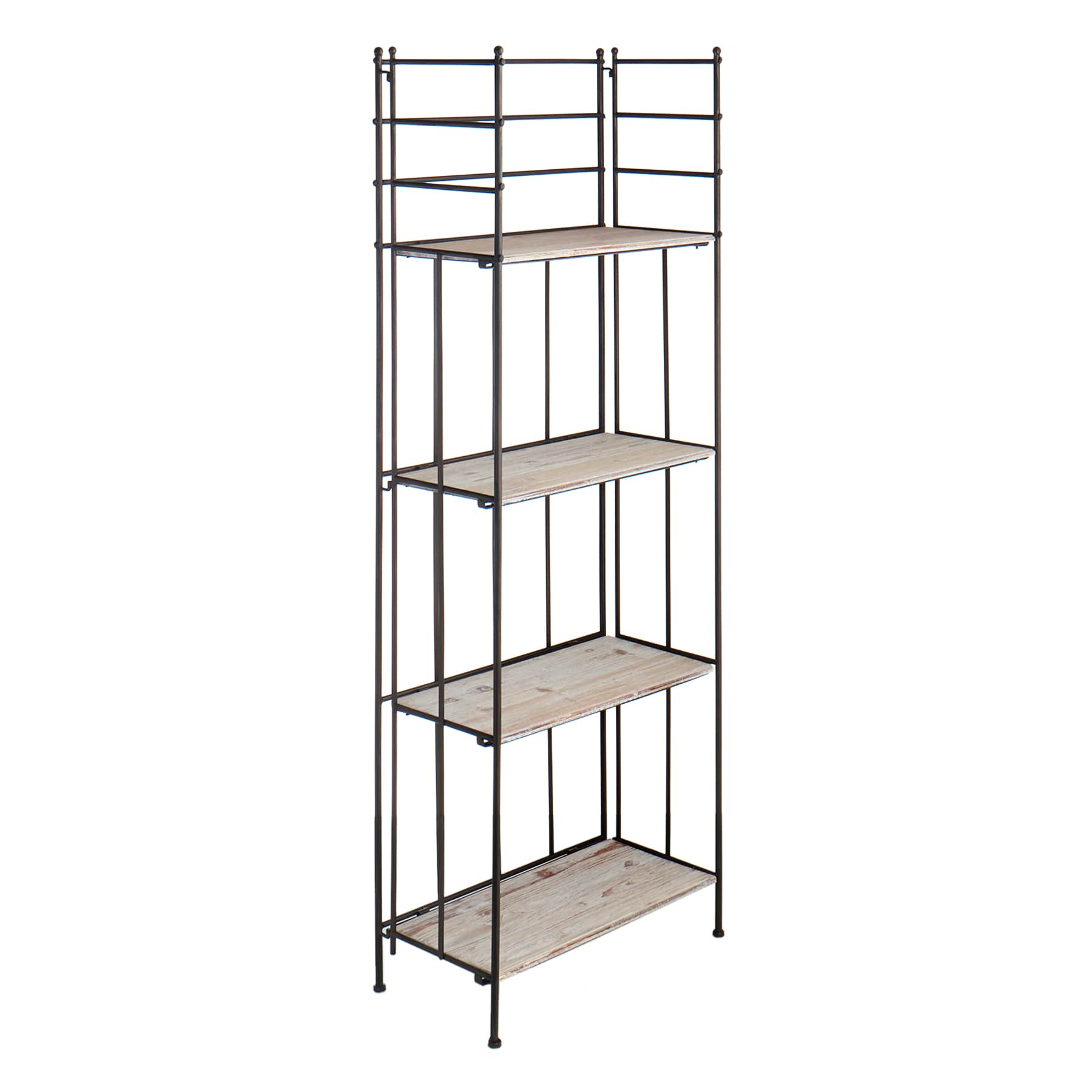 Providence Metal Baker Rack with Folding Wood-Top Shelves, 63"