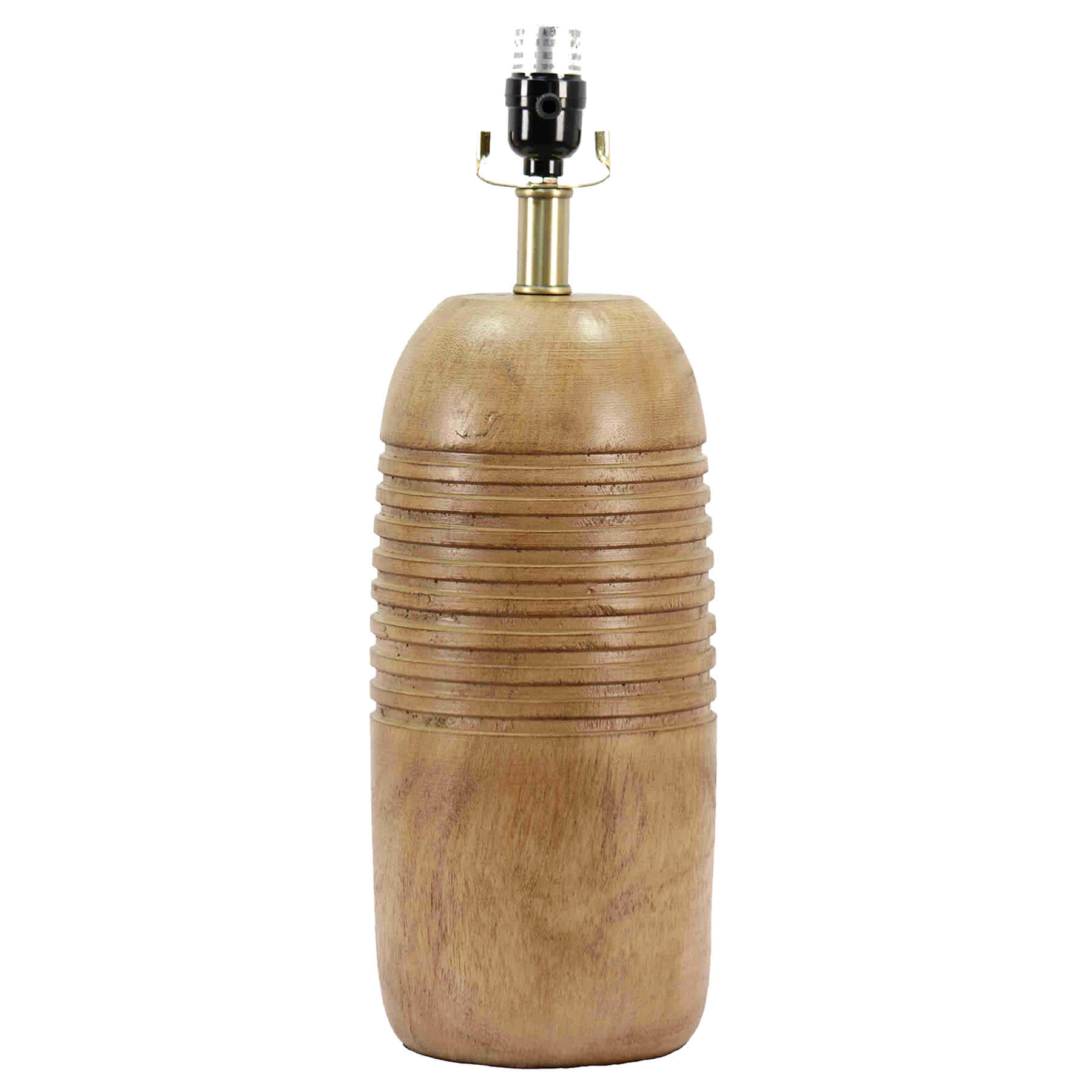 Found & Fable Wood Finish Ribbed Medium Table Lamp Base, 19"