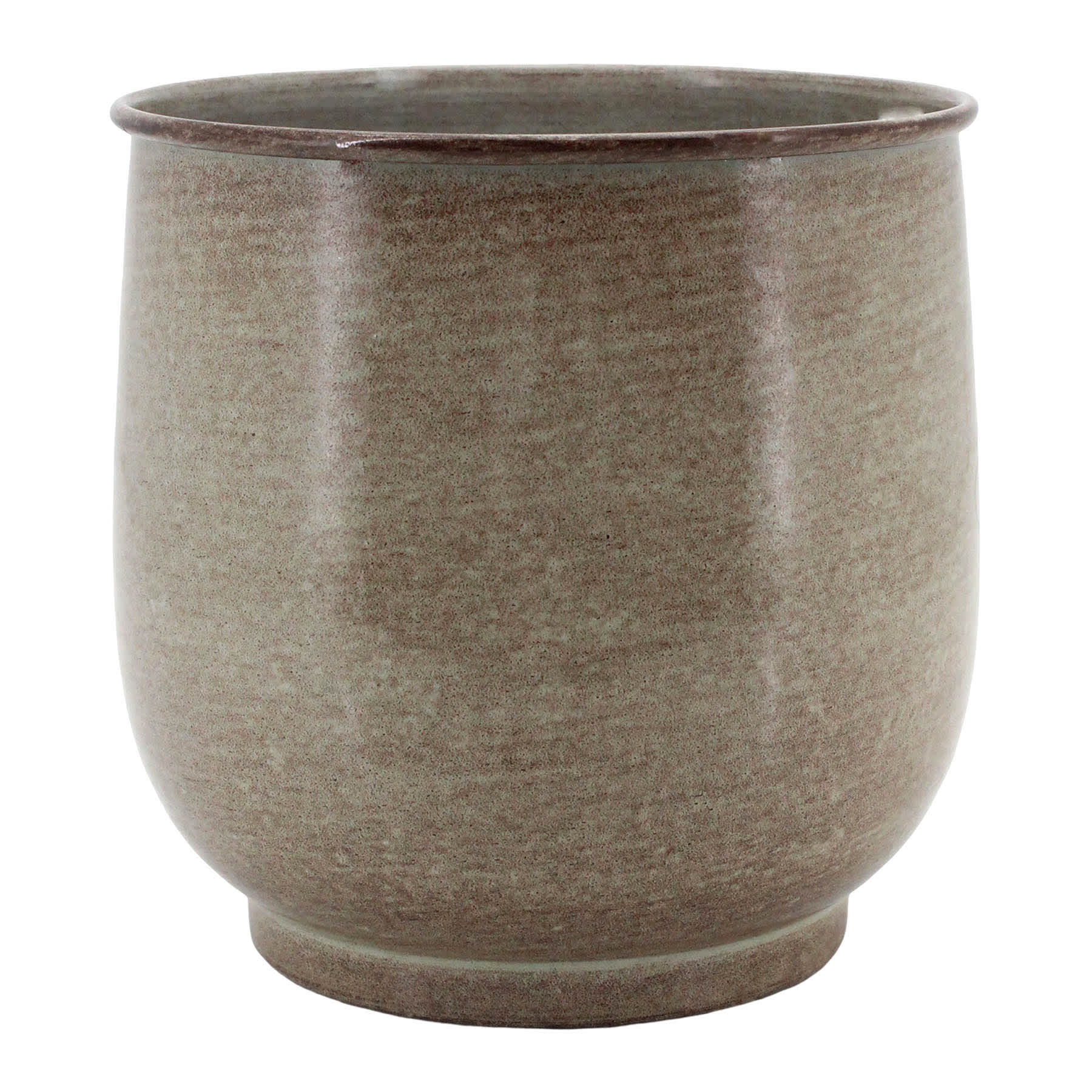 Grey Round Metal Outdoor Planter, Small