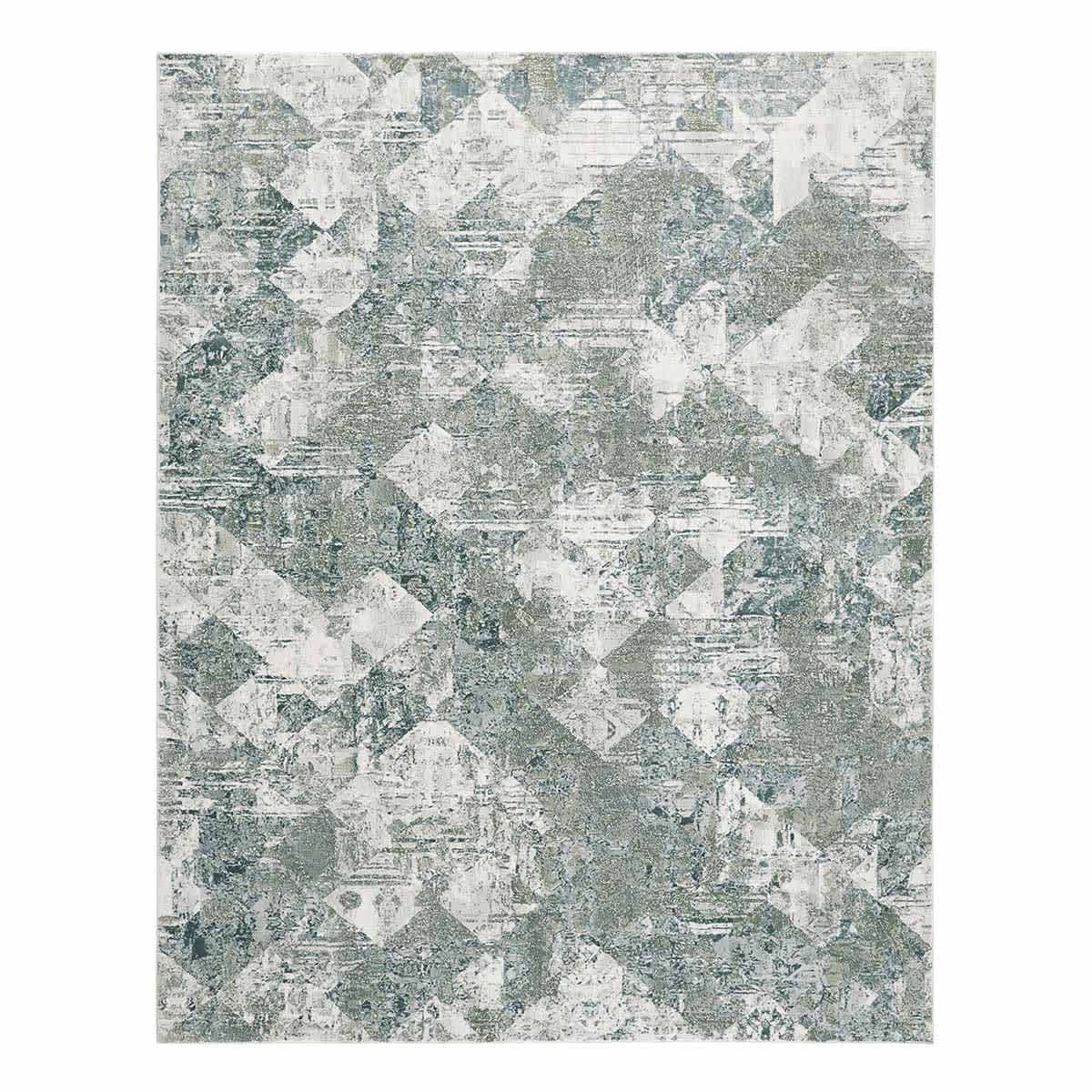 (A524) Found & Fable Sofia Green & Silver Area Rug, 5x8