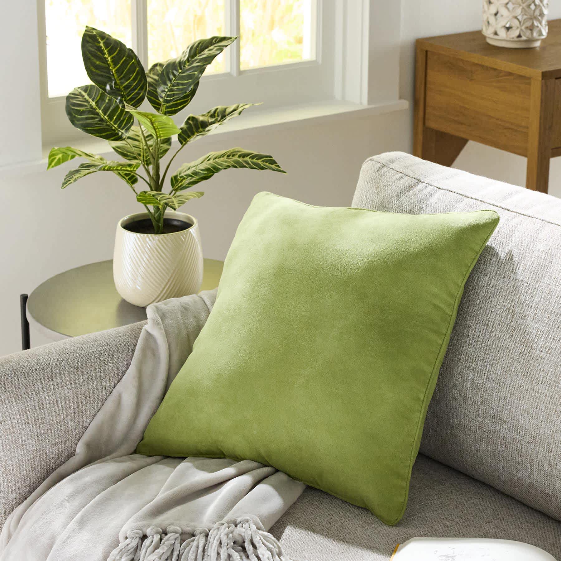Turtle Green Torrey Faux Suede Throw Pillow, 18"