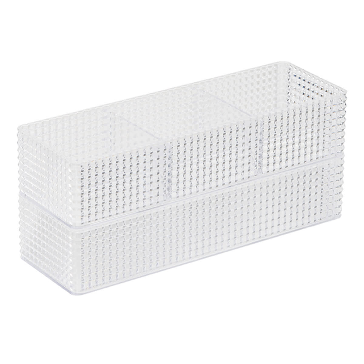2-Piece Clear Diamond Texture Stackable Drawer Organization Set
