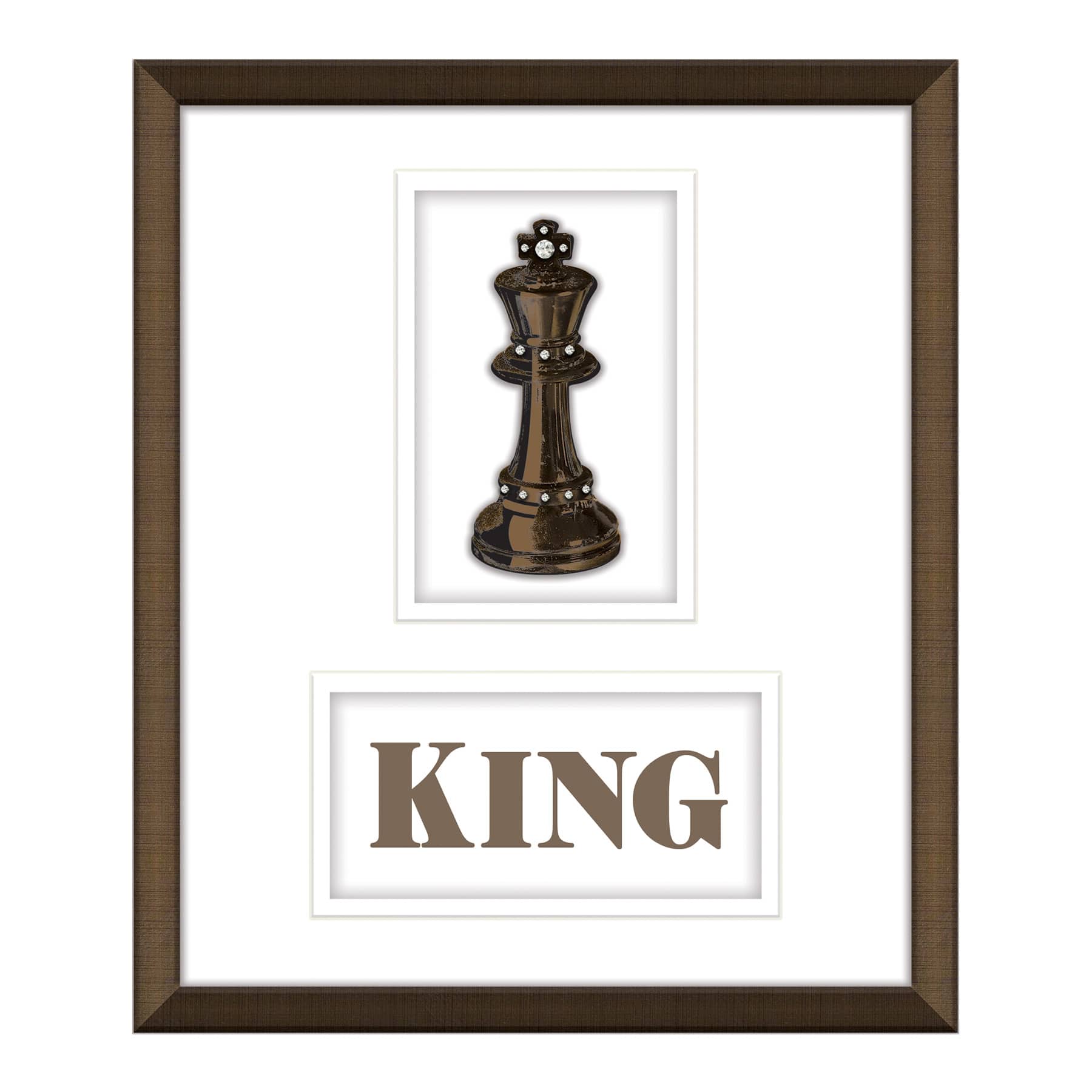 Framed Chess King Print Under Gass Jeweled Wall Art, 13x11