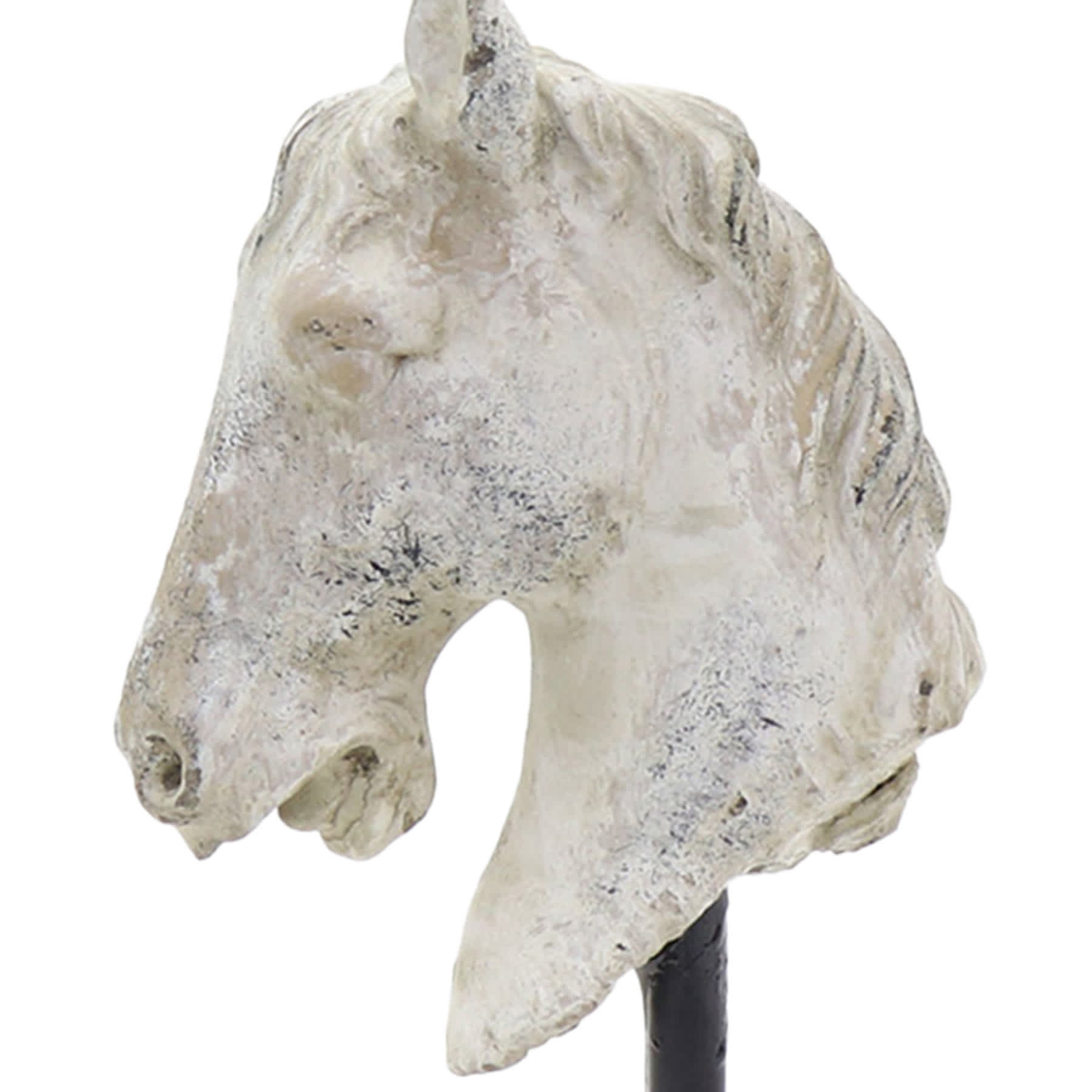 White Concrete Horse Head Deocr, 8.5"