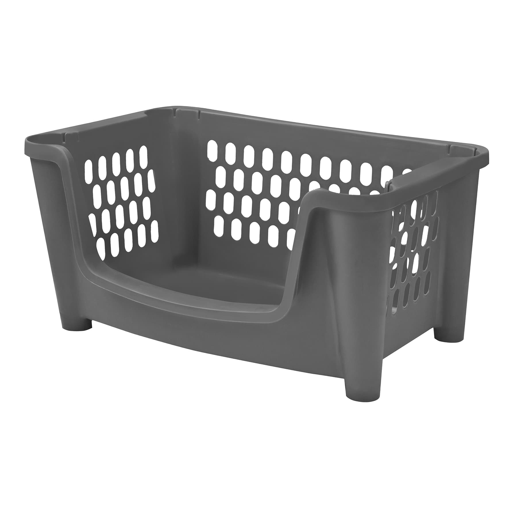 Grey Stacking Storage Bin, 19.5"