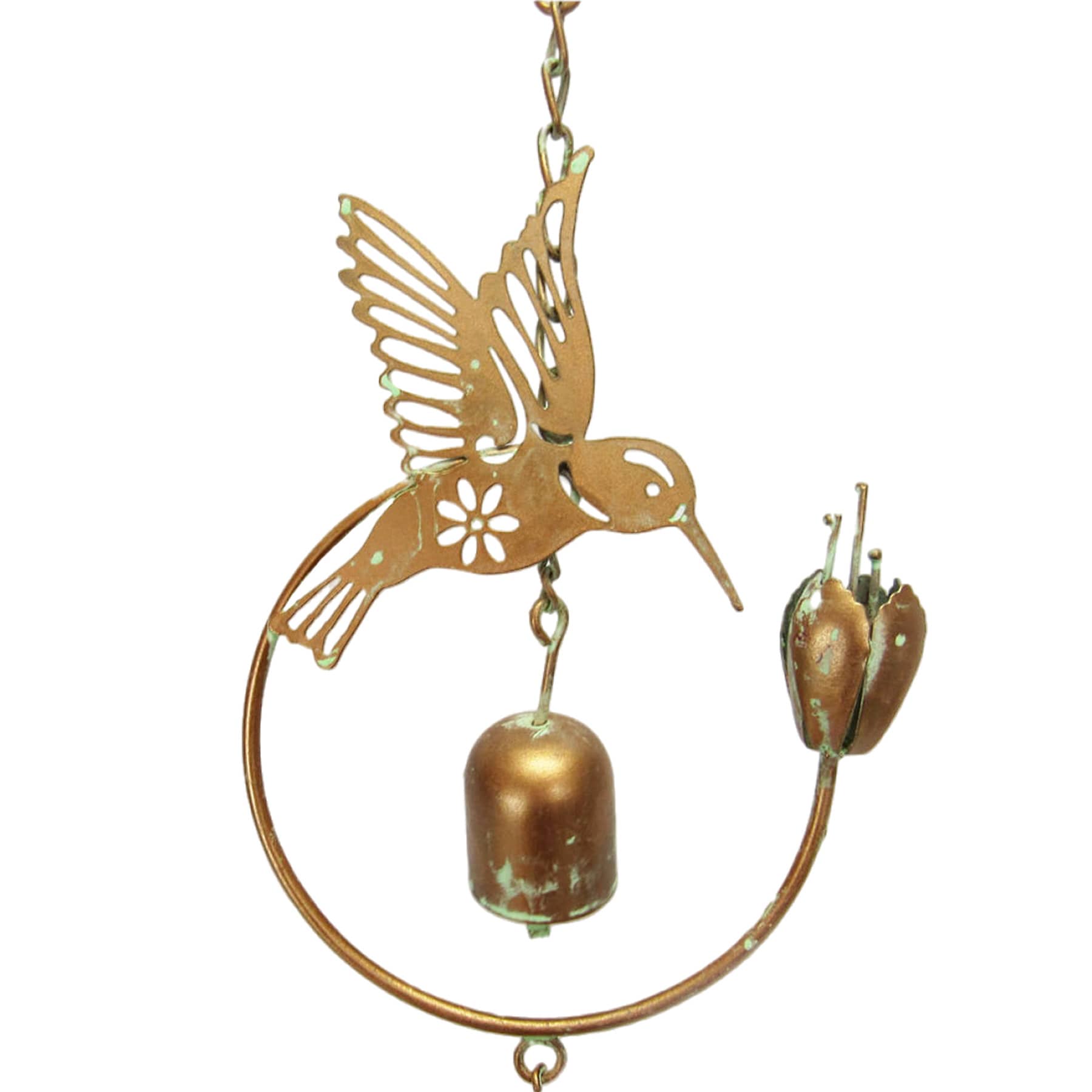 Hummingbirds & Bells Rain Chain, 44"