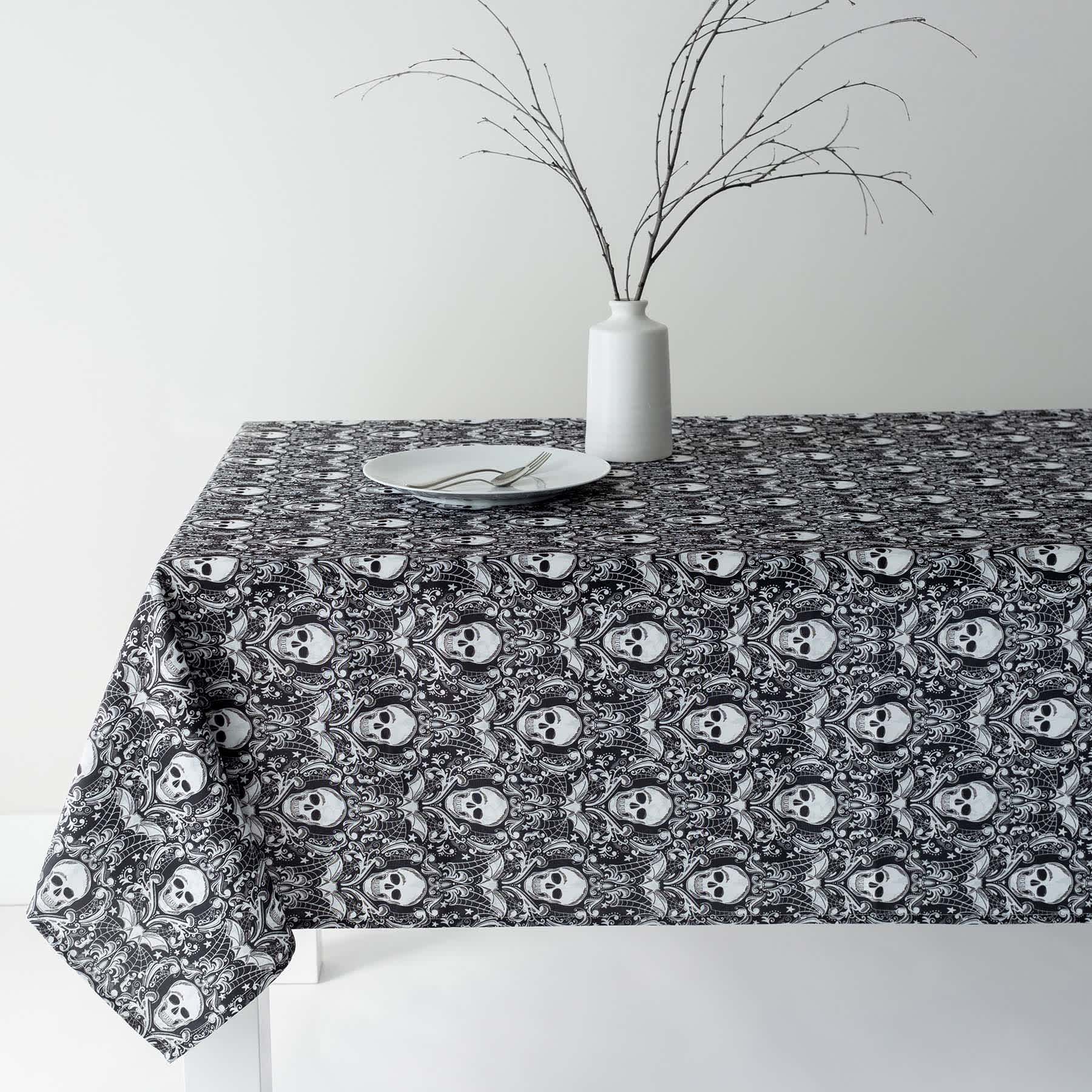 Midnight Shadows Skull Print Tablecloth
