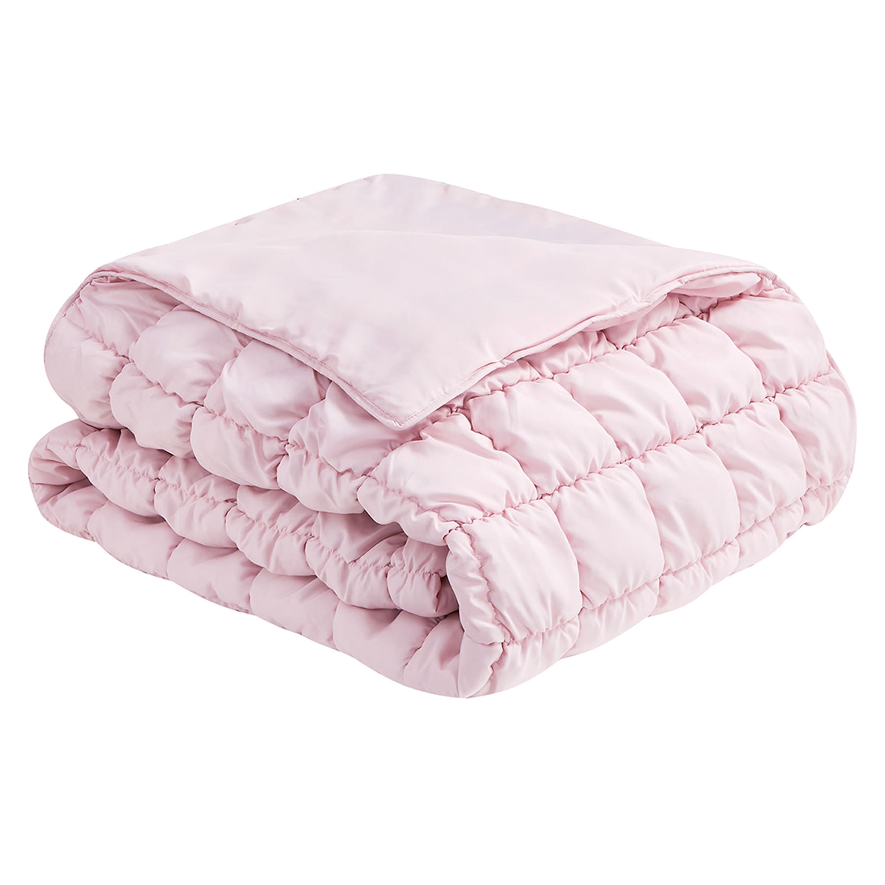 3-Piece Pink Grid Microfiber Quilt Set, Full/Queen