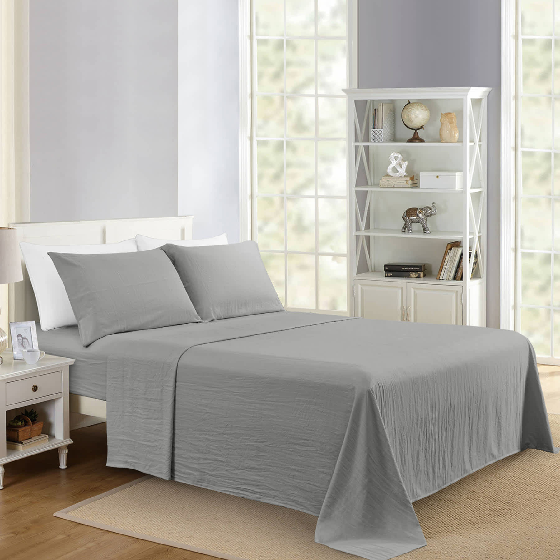 4-Piece Mockingbird Grey Super Soft Microfiber Sheet Set, Full