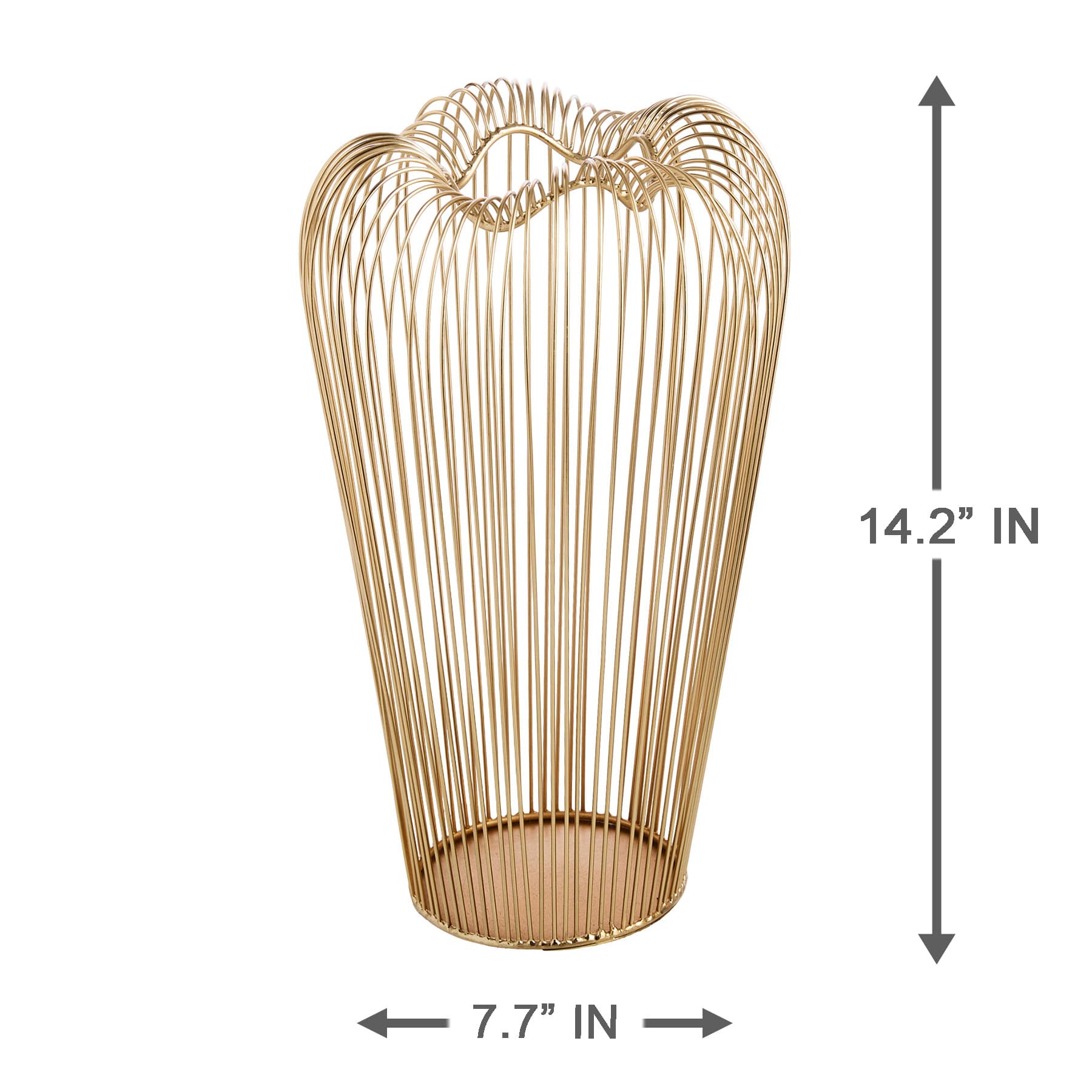 Providence Gold Metal Wire Hurricane Vase, 14"