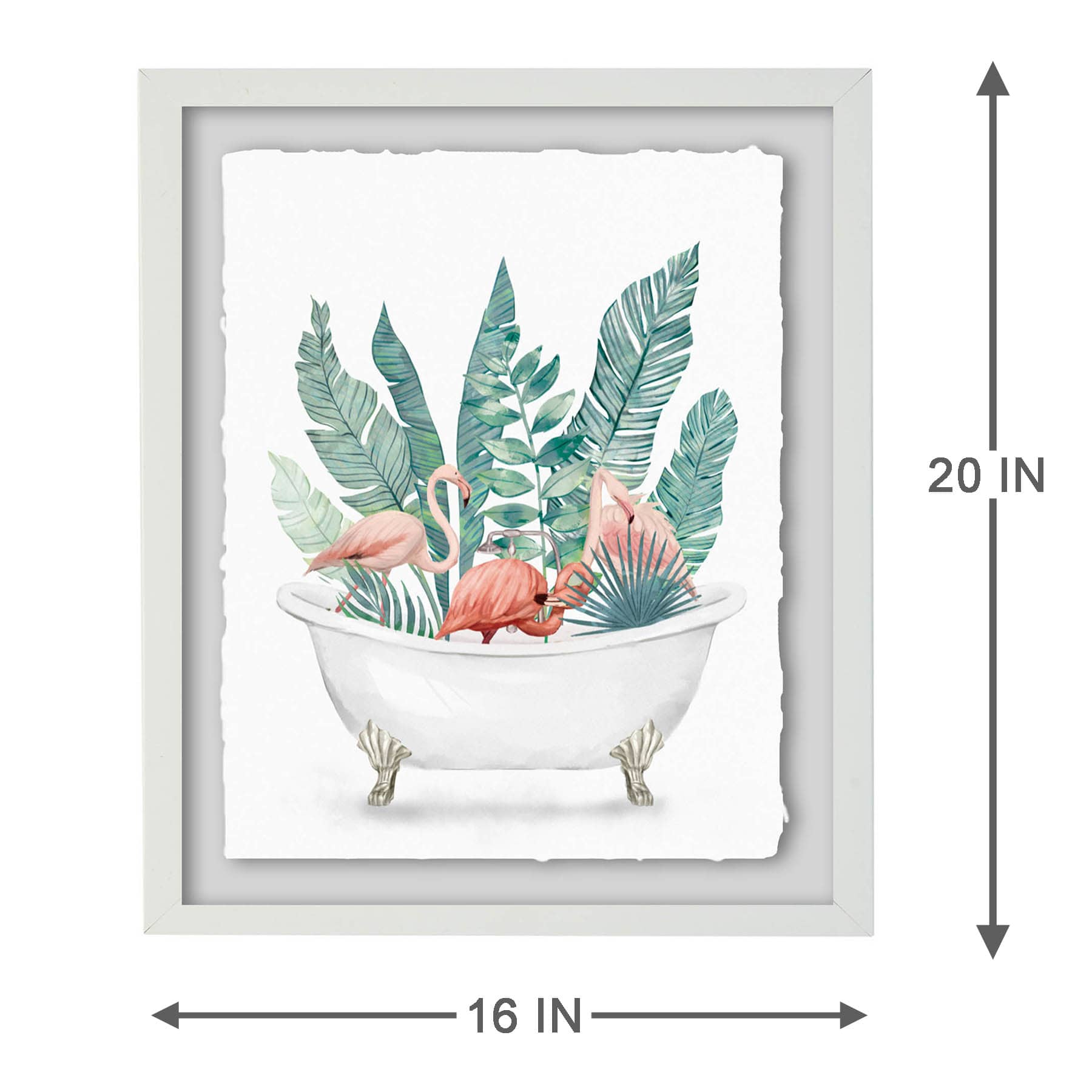 Providence Glass Framed Flamingos in Bath Print Wall Art, 16x20