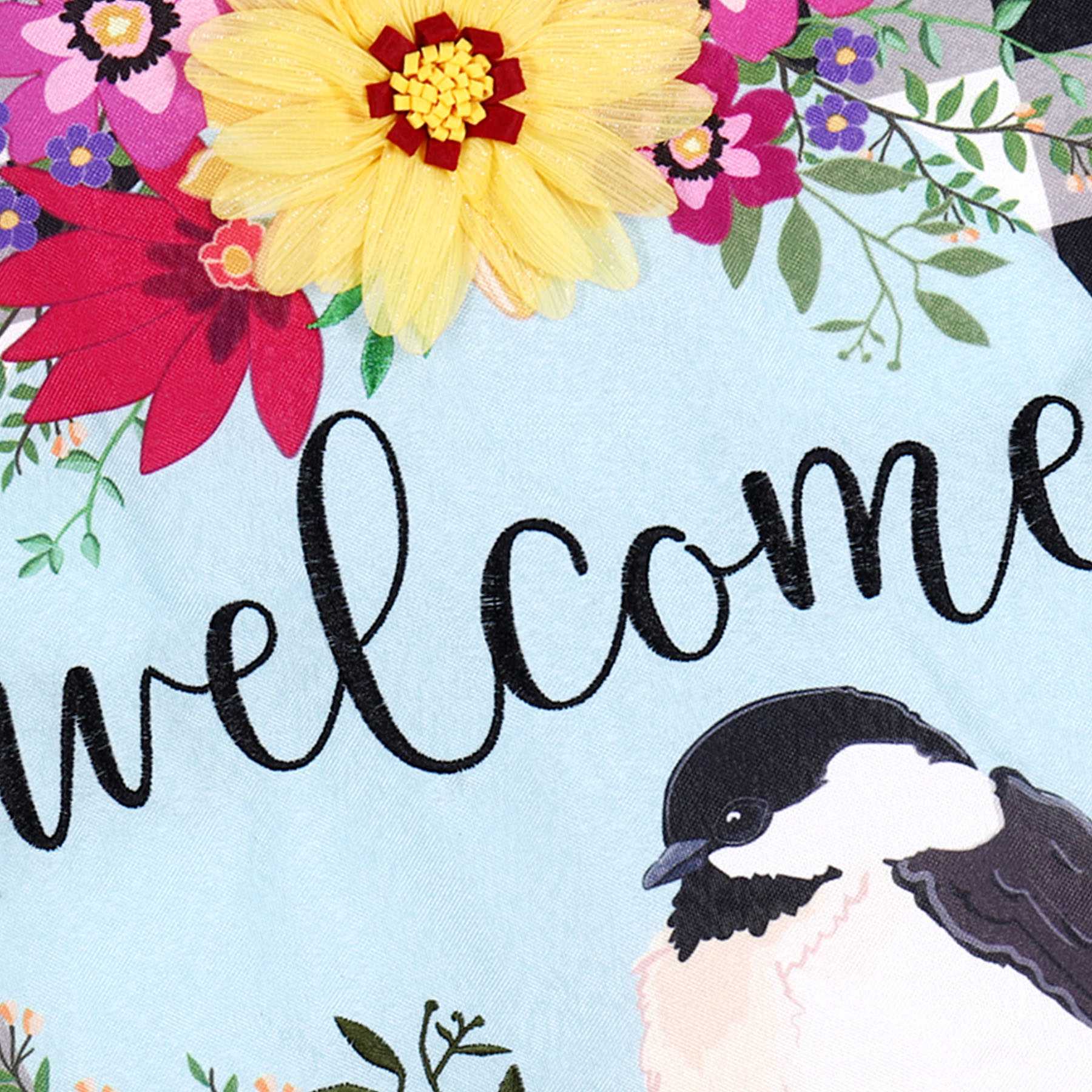 Farmhouse Chickadee Welcome Garden Flag, 18"