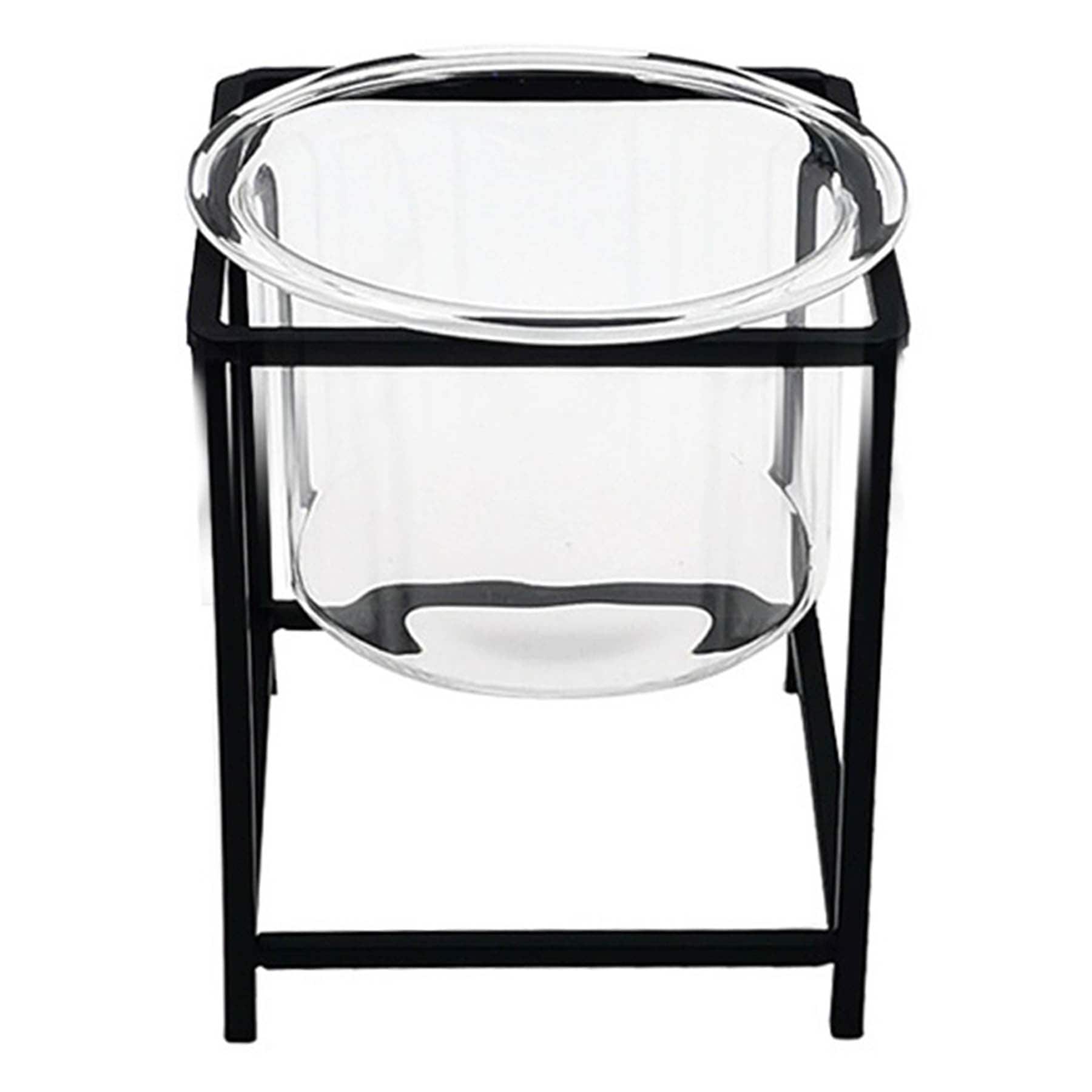 Clear Hurricane Candle Holder with Black Stand, 4"