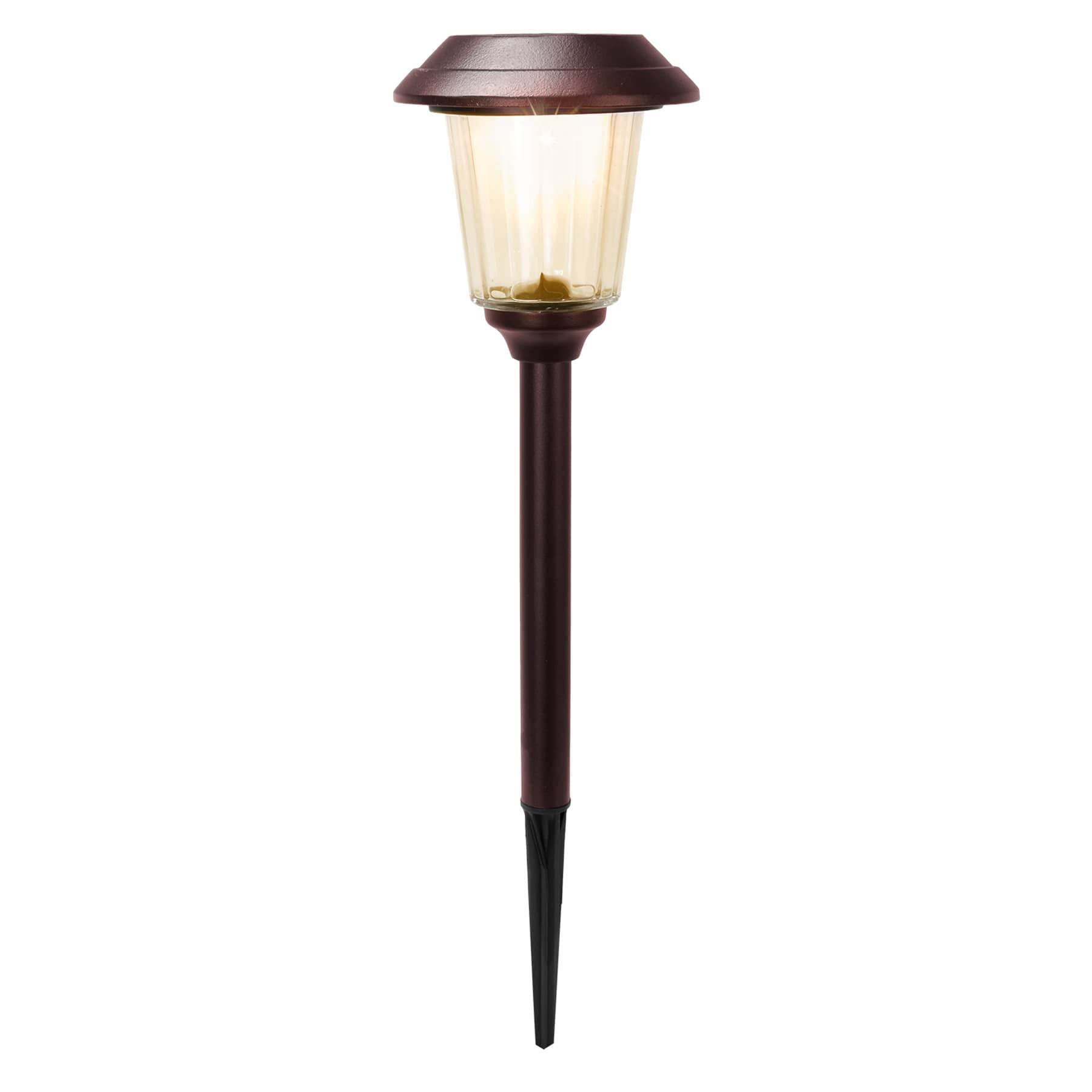 10-Lumen Solar Oil Rubbed Bronze Lined Glass Pathway Light