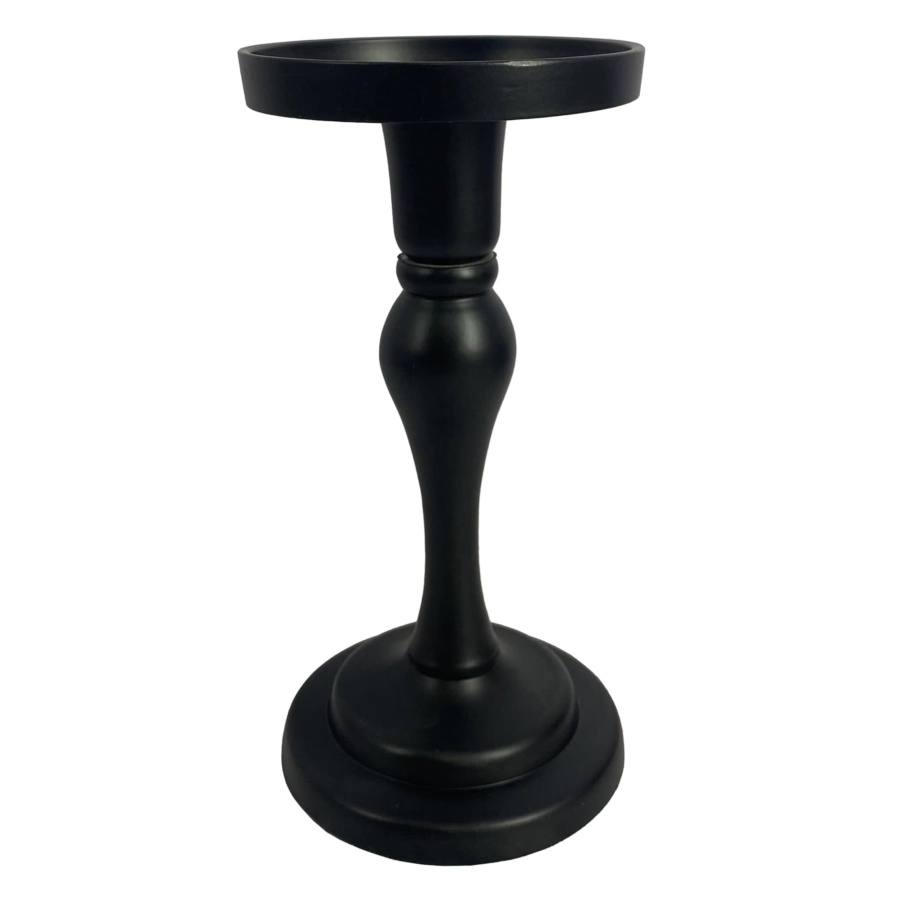 Black Pillar Candle Holder, 8.2"