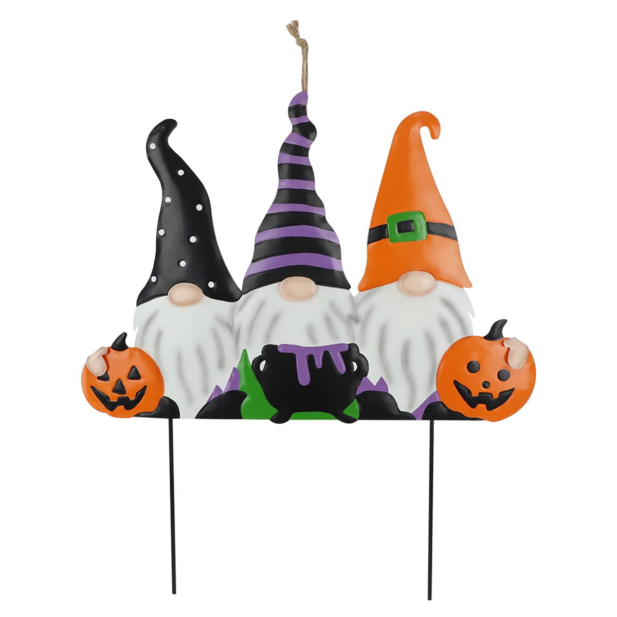 Happy Haunting Three Halloween Festive Gnomes Yardstake, 22"