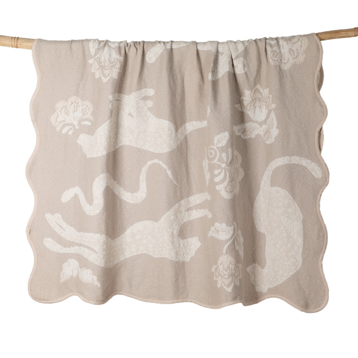 Found & Fable Leopard Scalloped Edge Throw Blanket, 50x60