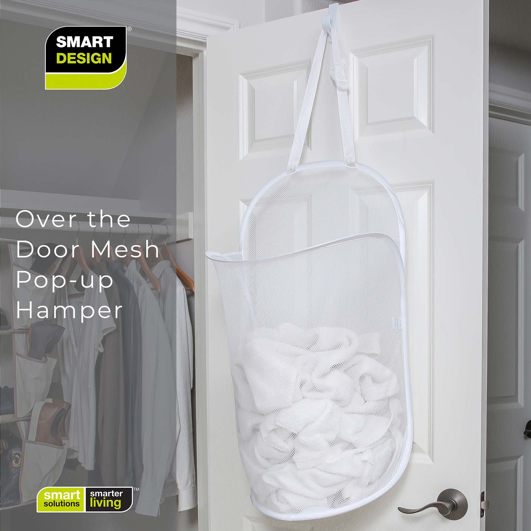 Over The Door Pop Up Hamper, White