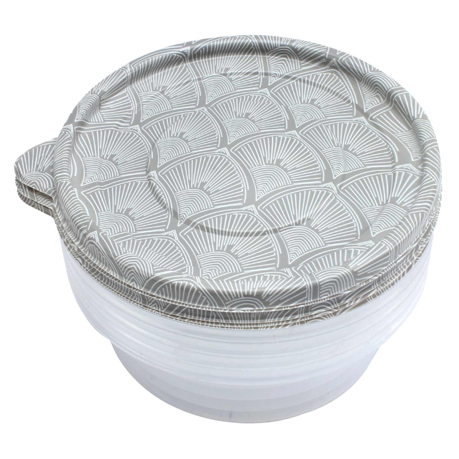 10-Piece Round Grey Leaf Food Storage Container