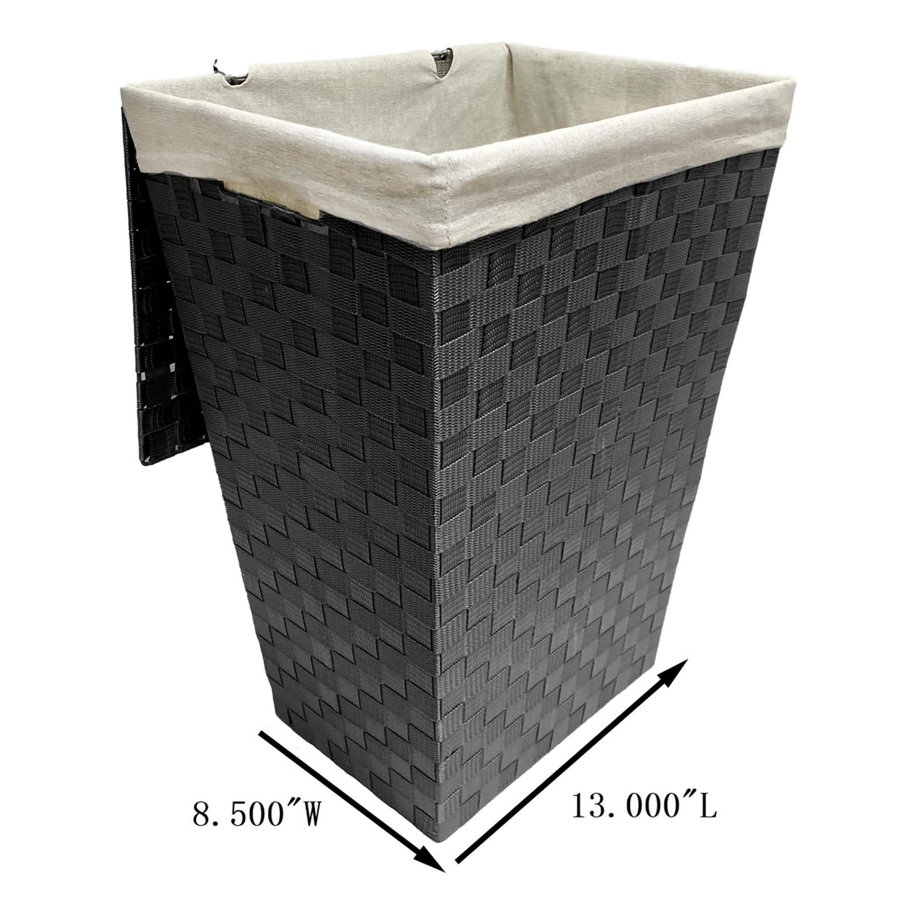 Woven Band Laundry Hamper with Lid & Removable Liner, Light Grey