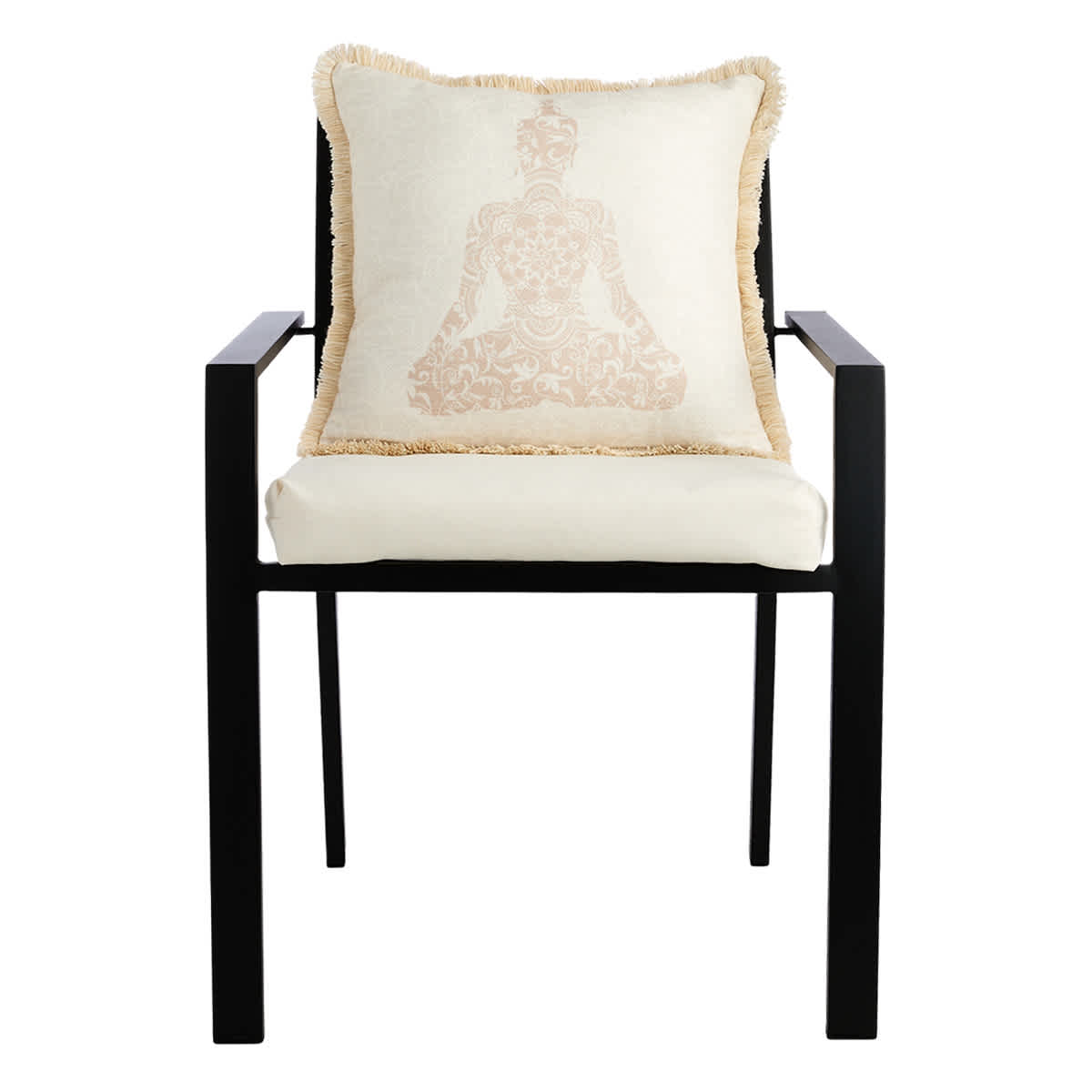 Found & Fable Buddha Outdoor Throw Pillow with Fringe, 18"