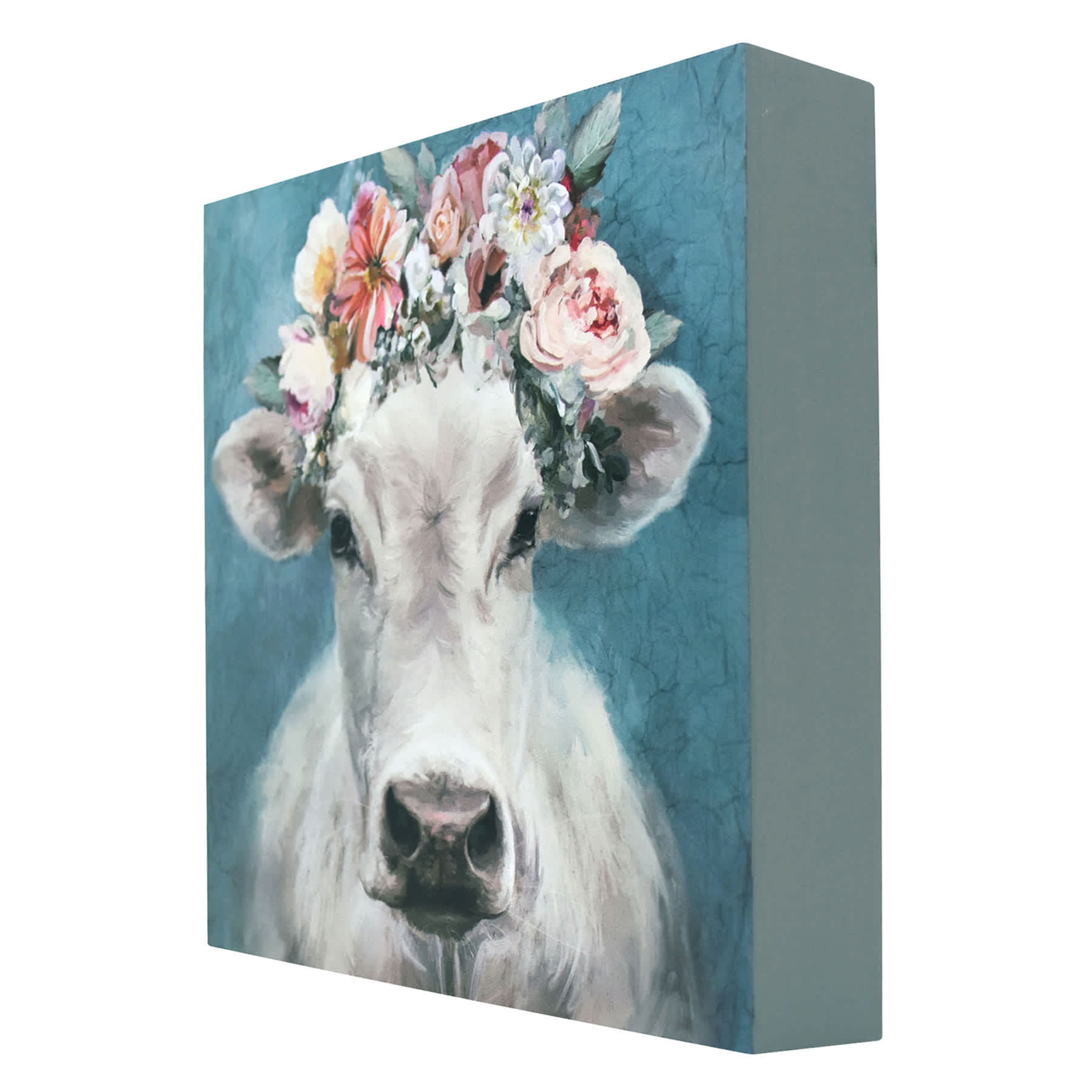 Flower Crown Cow Art, 8"