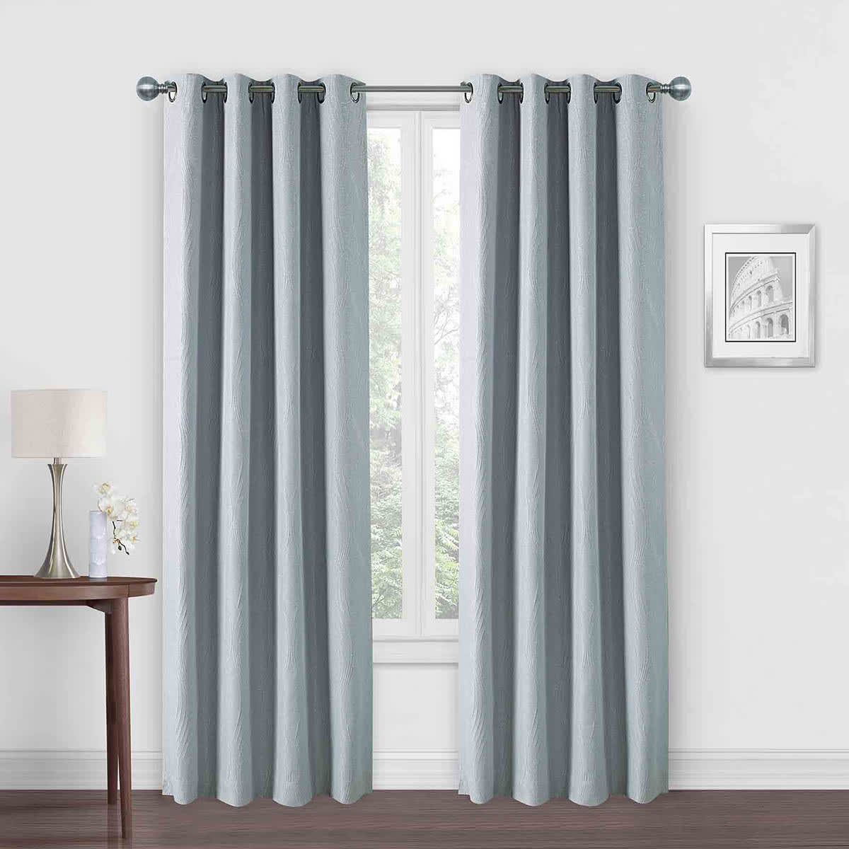 Brooks Grey & Silver Grommet Blackout Curtain Panel, 84"