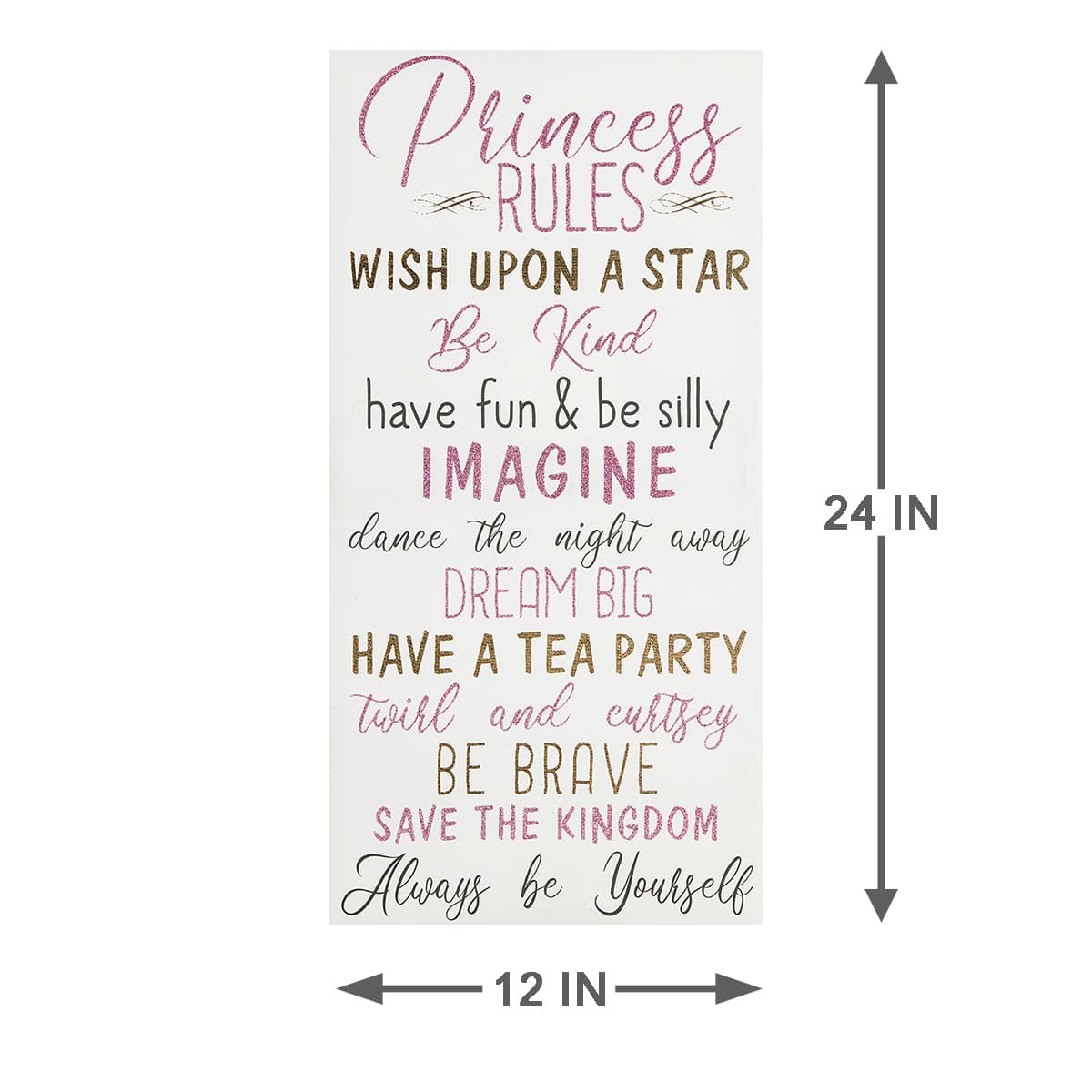 Princess Rules Canvas Wall Art, 12x24