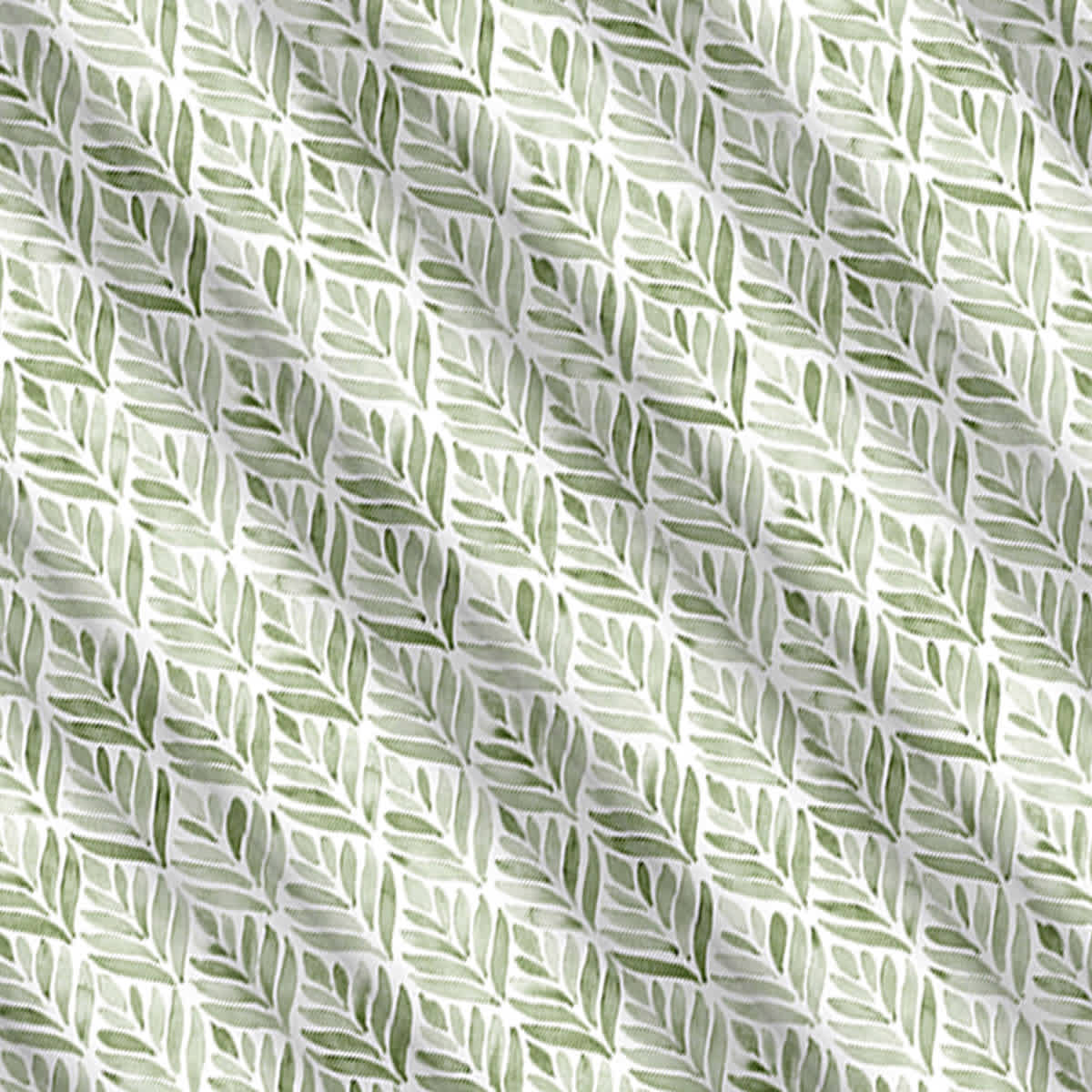 13-Piece Green Feather Leaves Shower Curtain Set, 70x72