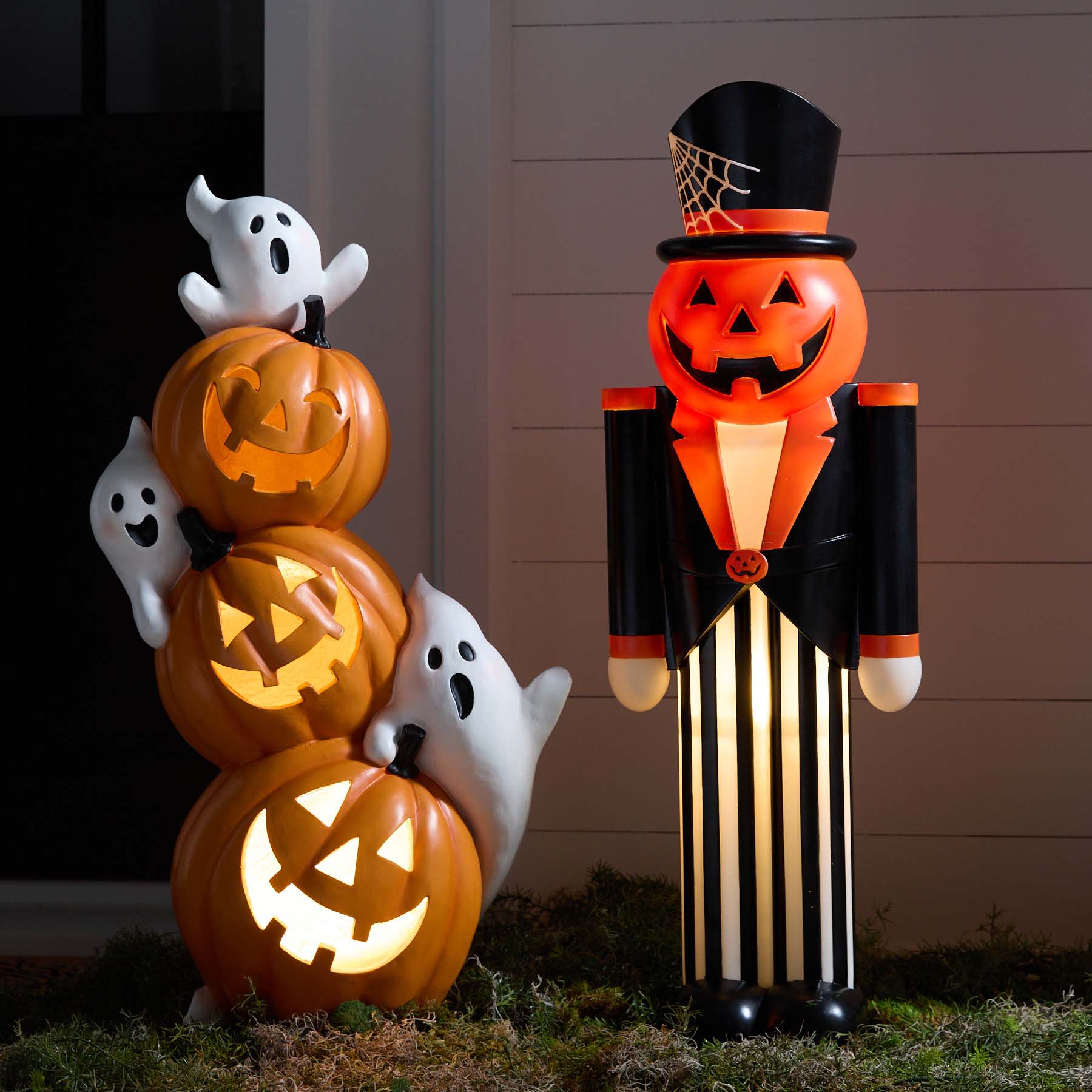 Happy Haunting LED Ghost Jack-o'-Lantern Stack, 30.7"