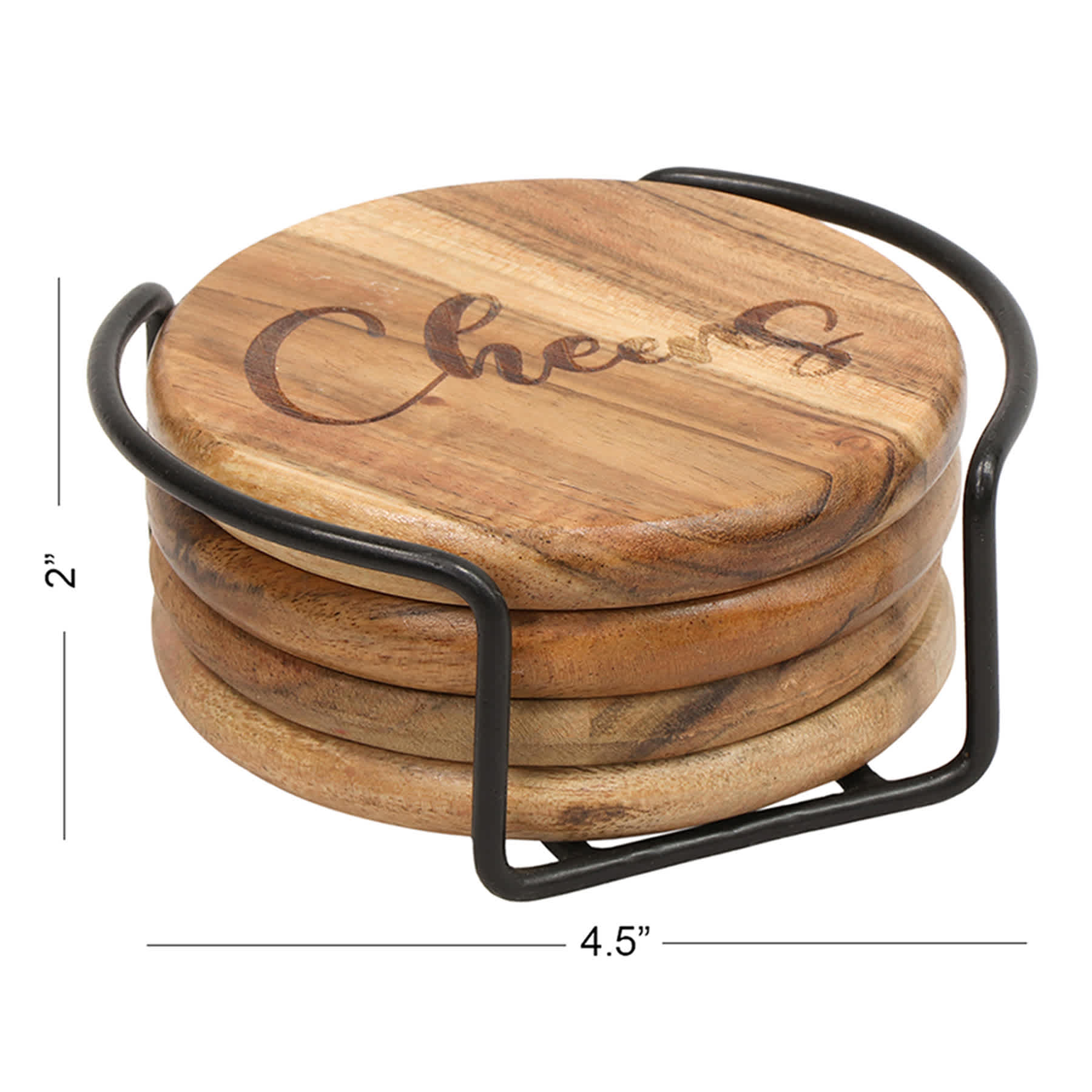 Cheers Brown Wood Coaster Set