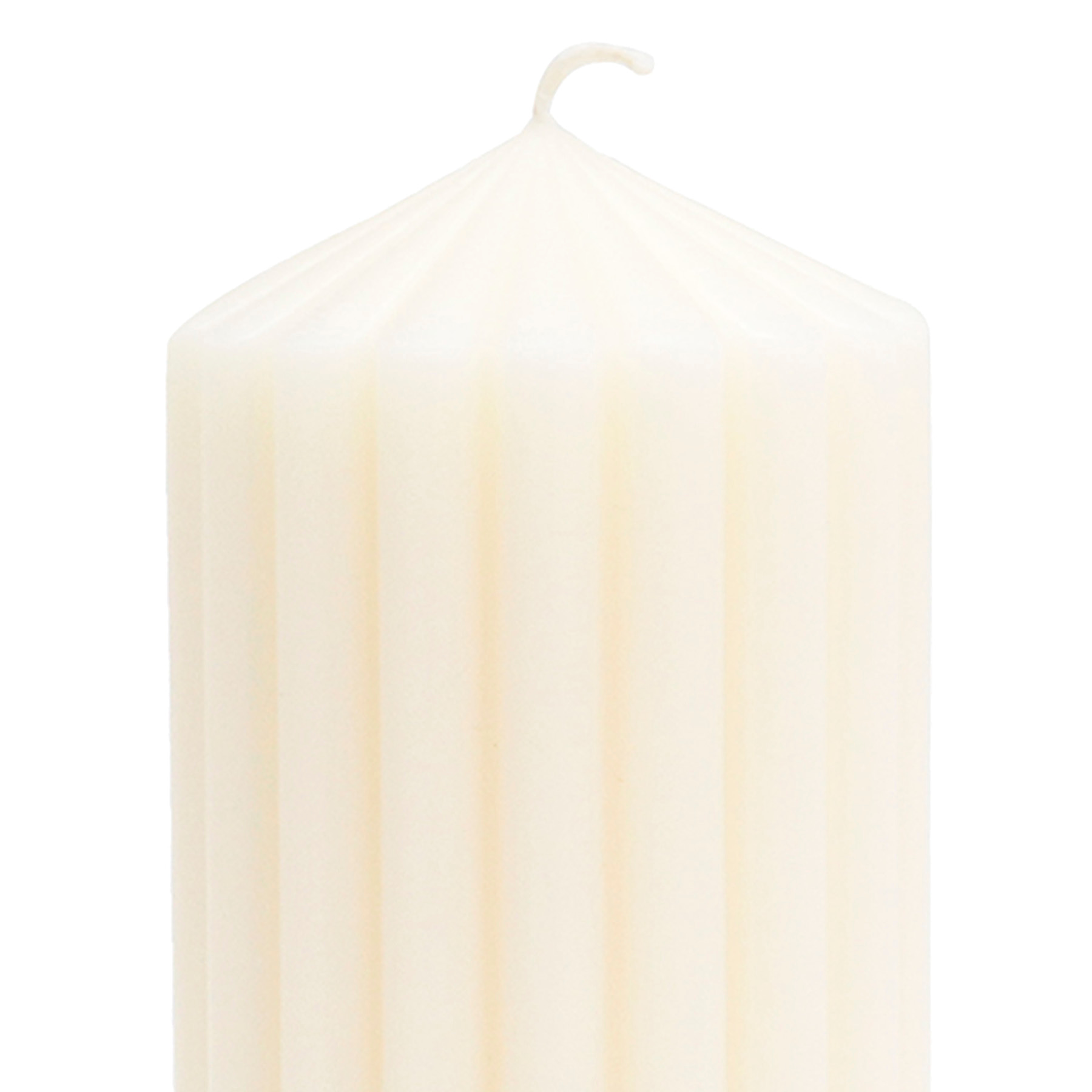 Found & Fable Ivory Unscented Ribbed Pillar Candle, 3x8