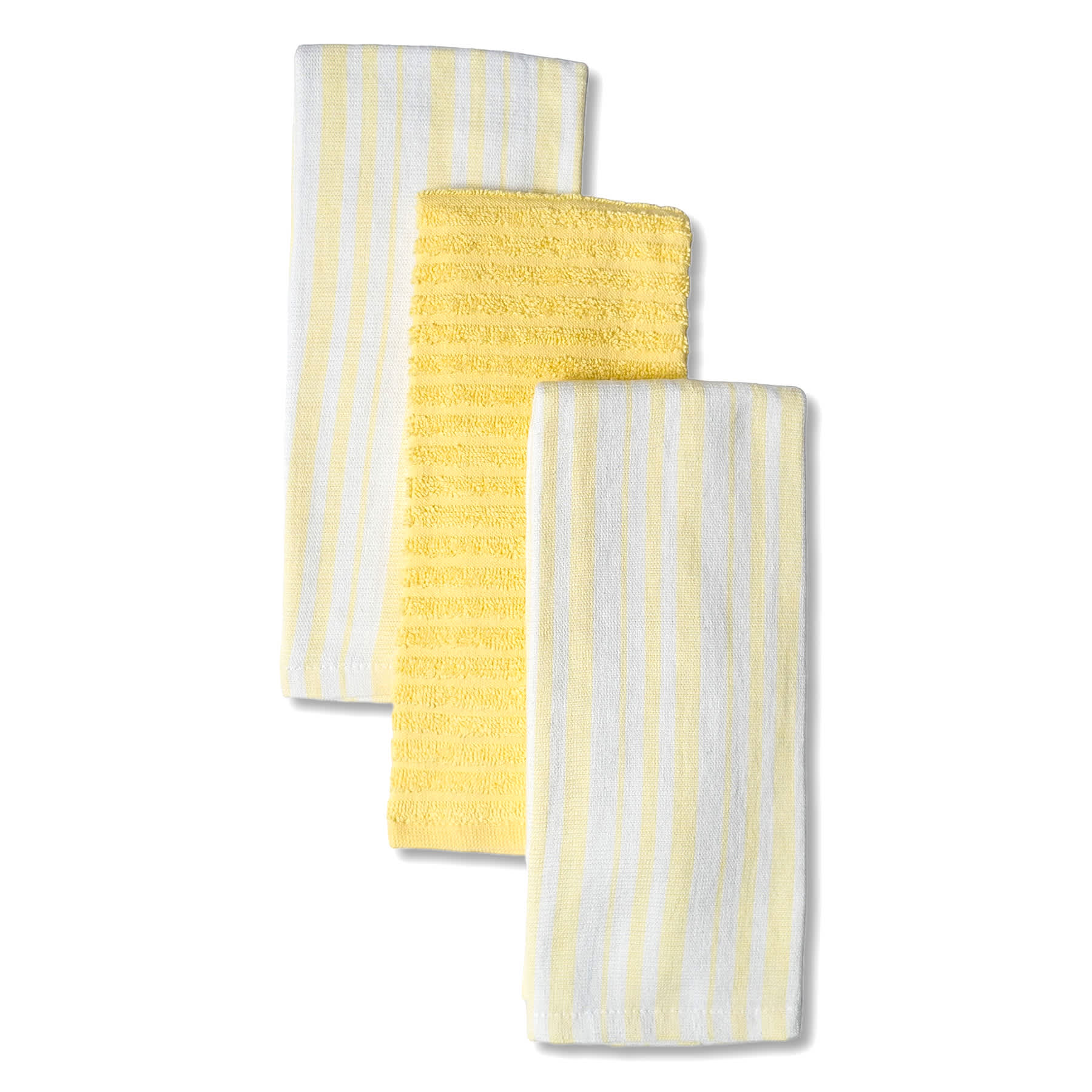 Set of 3 Yellow Lakewood Reverse Terry Cotton Kitchen Towels