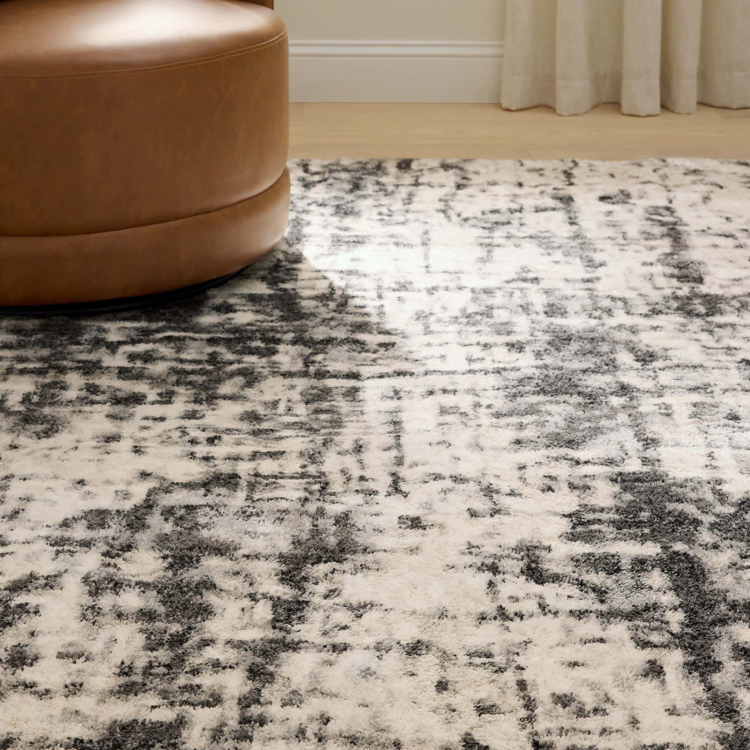 (A456) Raymond Ivory & Grey Dense Ultra Soft Area Rug, 5x8