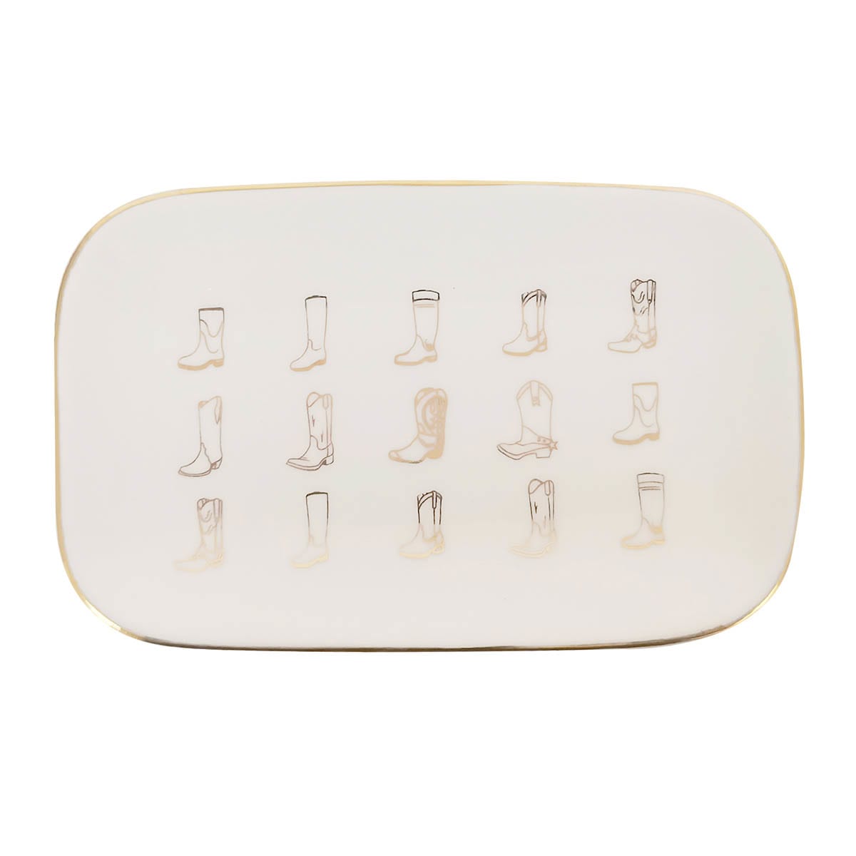 White Cowboy Boots Ceramic Trinket Tray, 5"