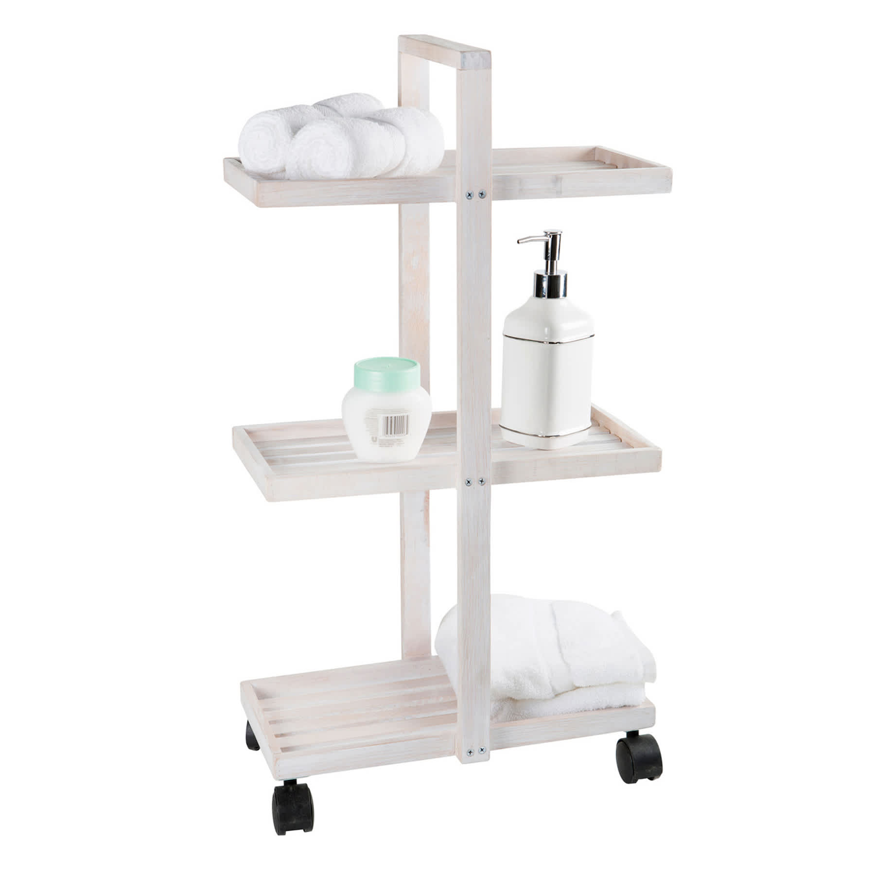 Borneo Utility Trolley, White Wood
