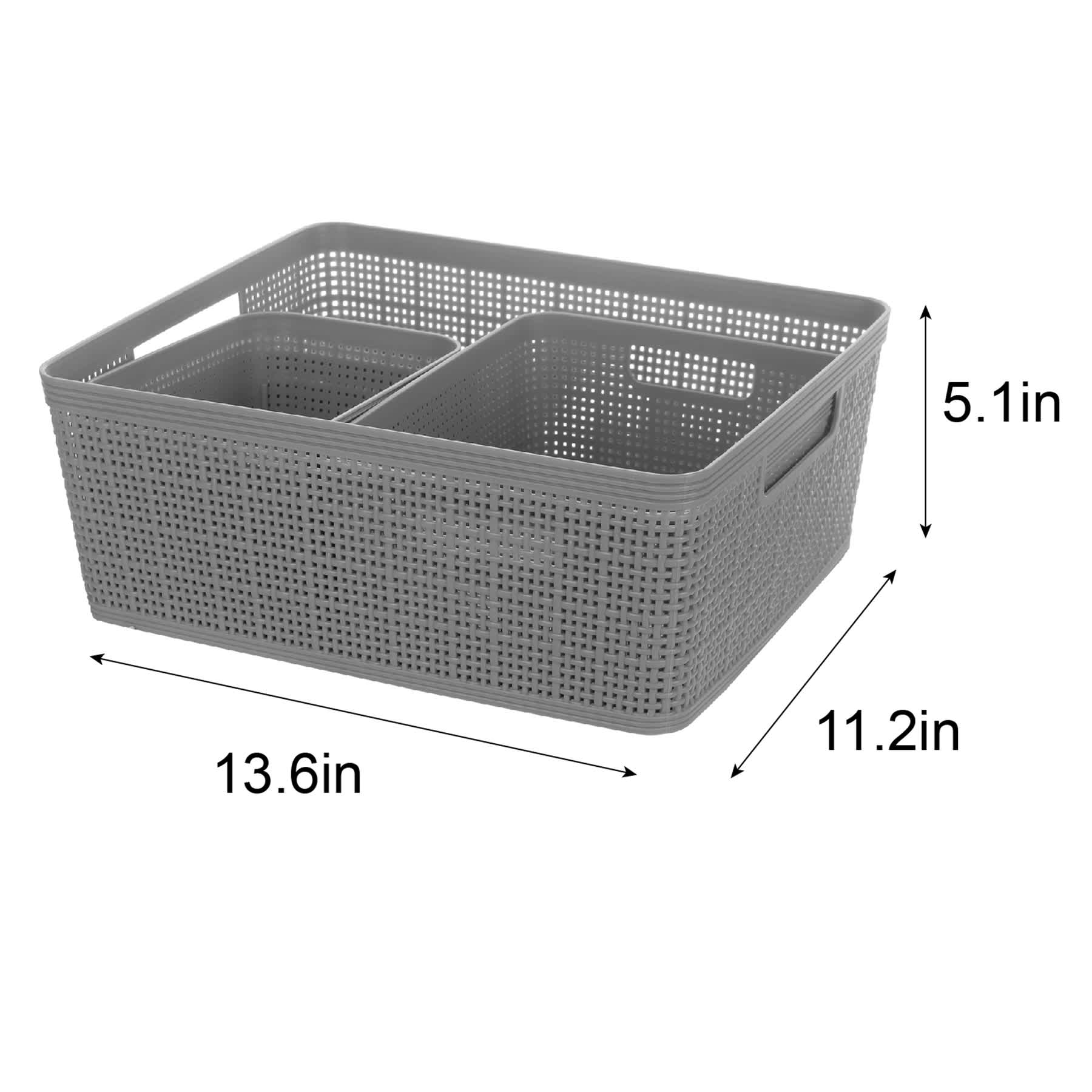 Set of 5 Grey Storage Basket 31.3l/4l/11.5l