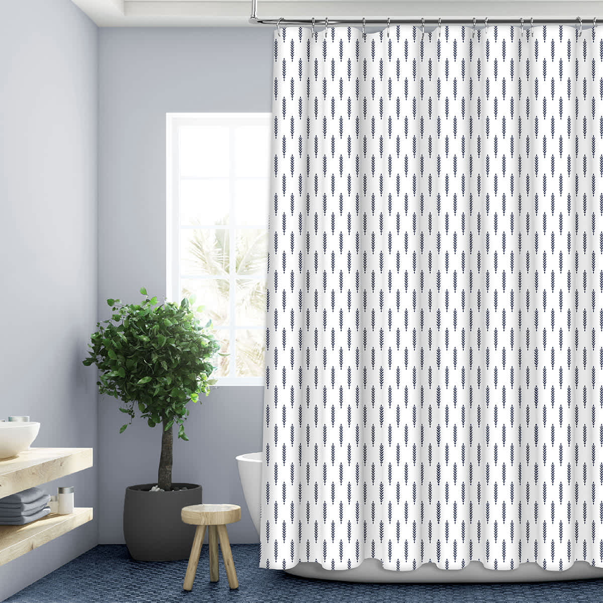 13-Piece Montross Blue Shower Curtain Set, 70x72