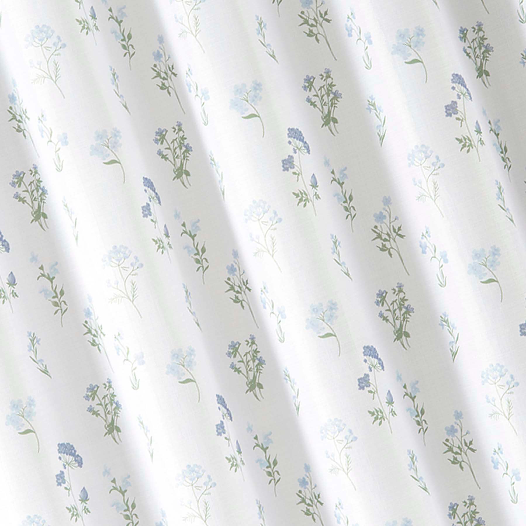 13-Piece Blue & Green Prairie Floral Shower Curtain Set, 72"