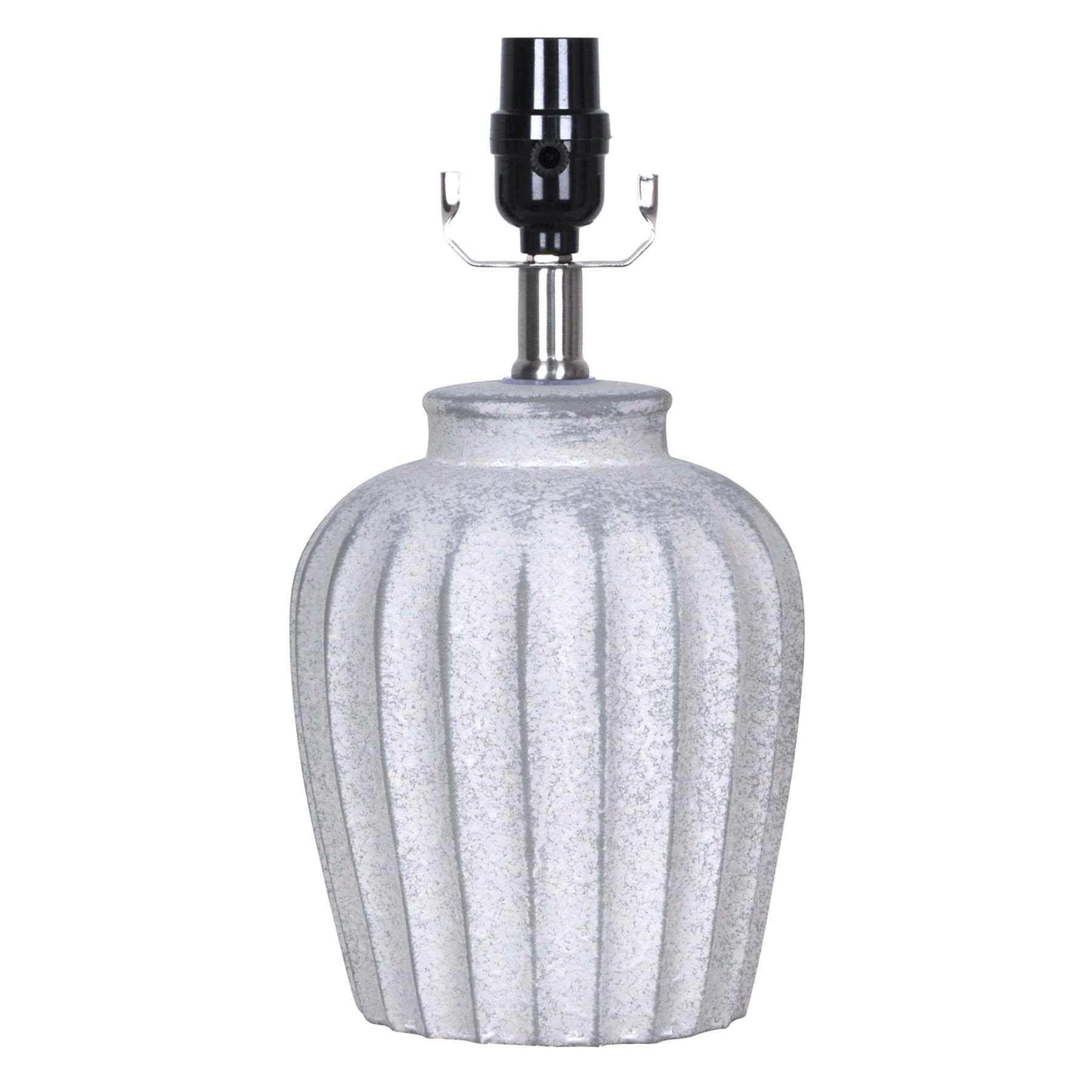 Found & Fable Grey Ceramic Ribbed Small Lamp Base, 12.5"