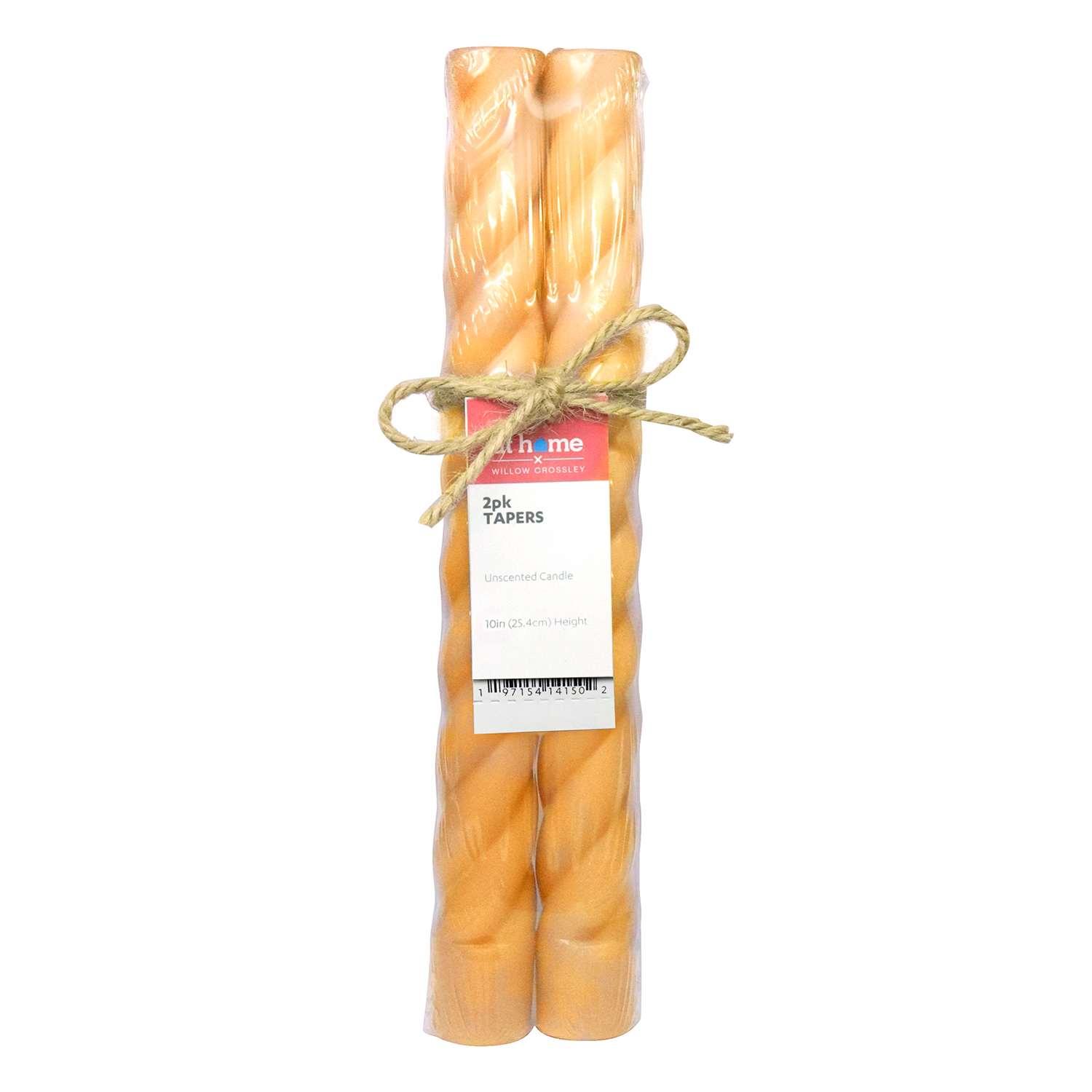 Willow Crossley Yellow Twisted Taper Candles, 10"