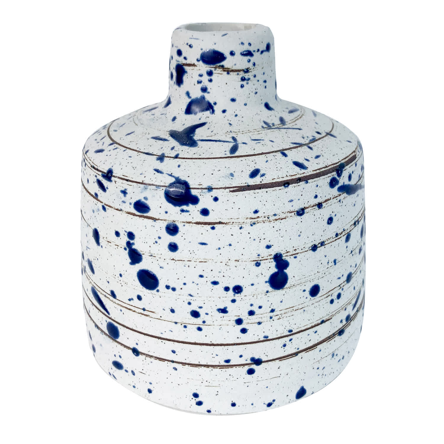 Ty Pennington Blue Speckled Ceramic Vase, 4"