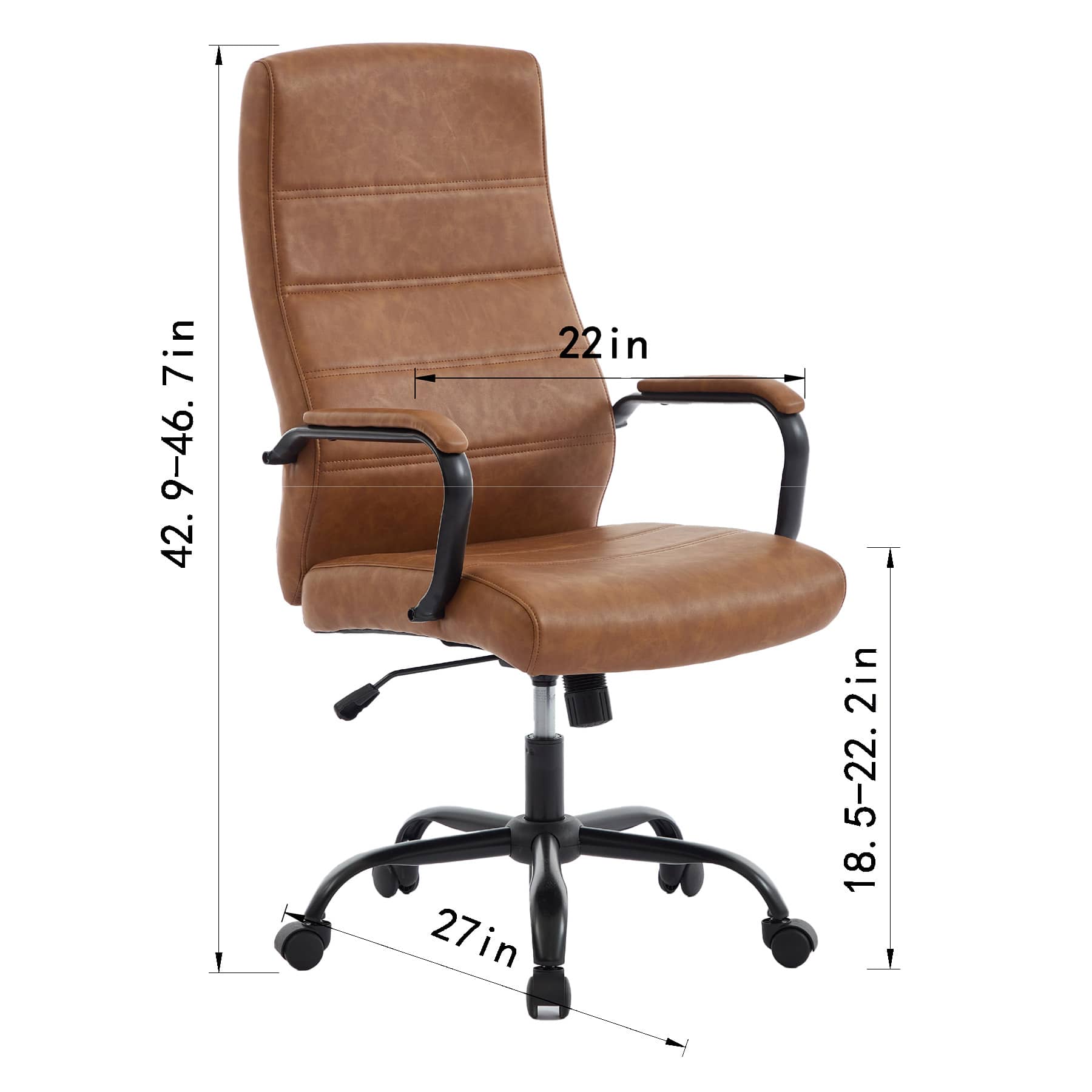 Matthew Faux Leather Office Chair, Cognac