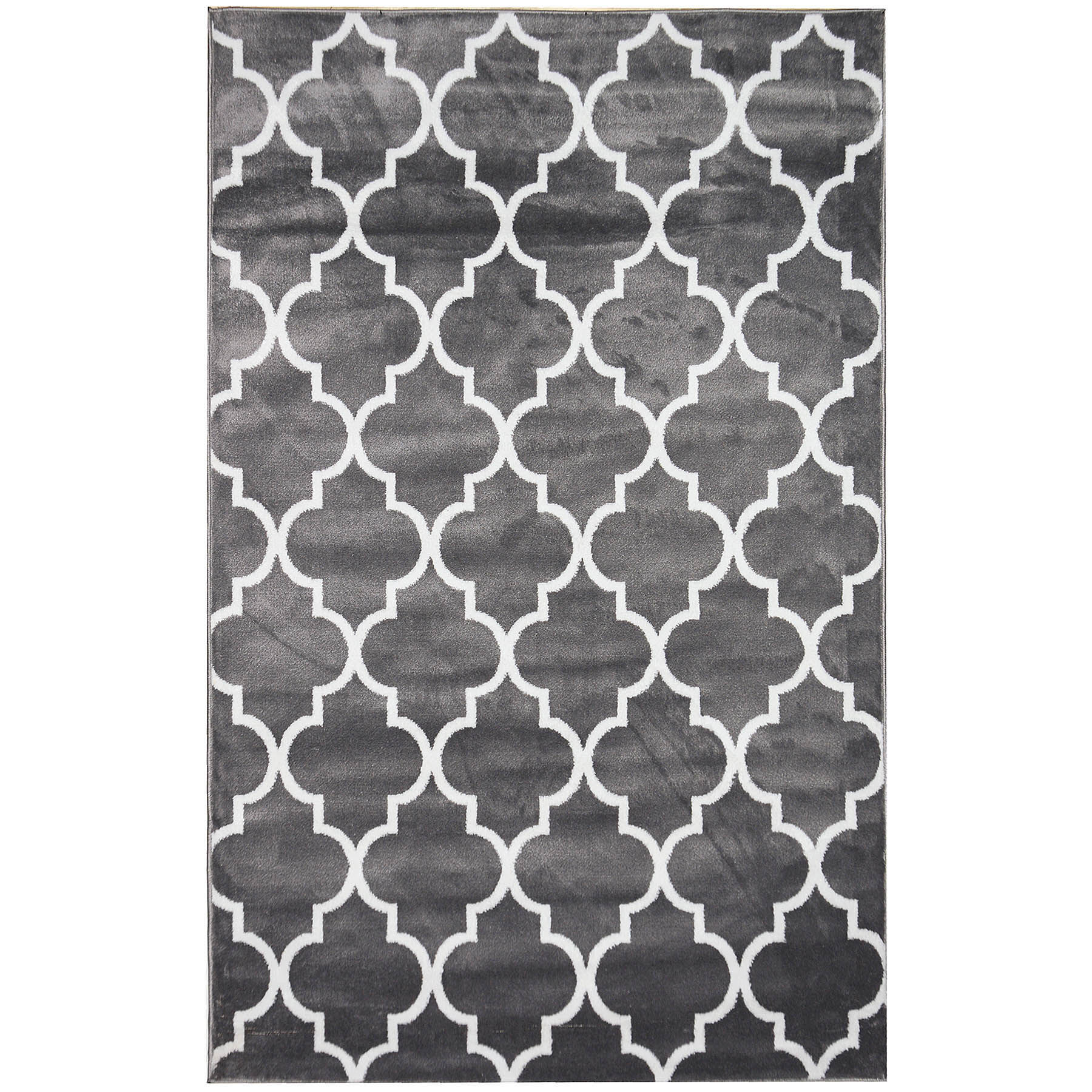 (D394) Dark Grey & White Quatrefoil Design Runner, 2x7