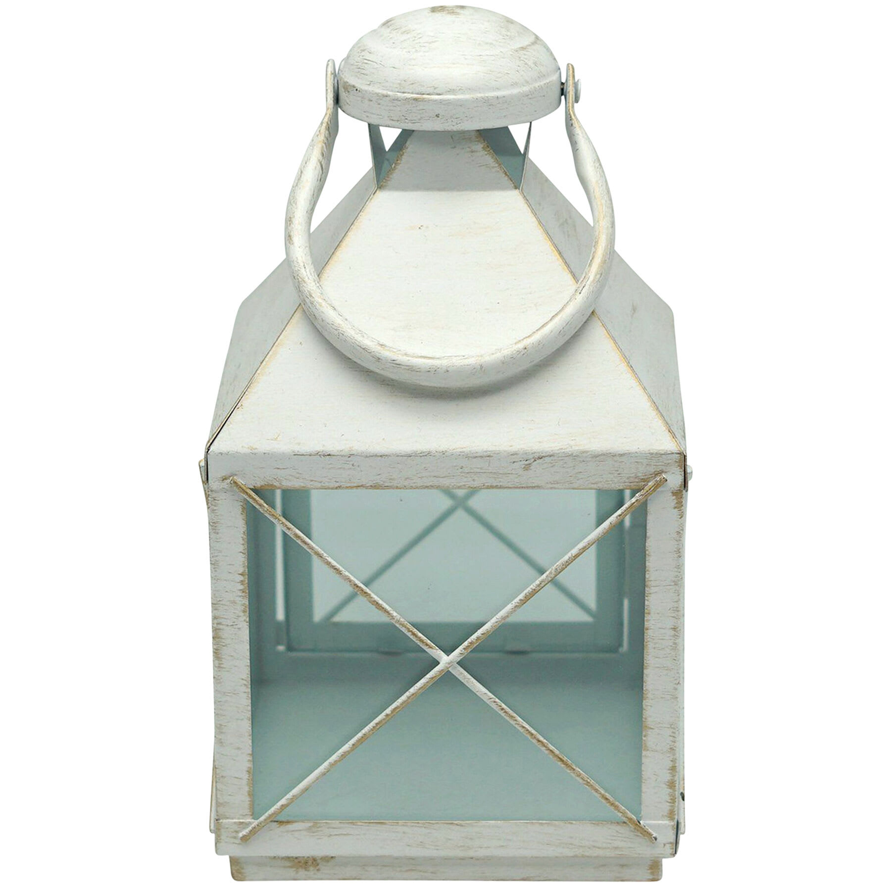 White Metal Lantern, 11"