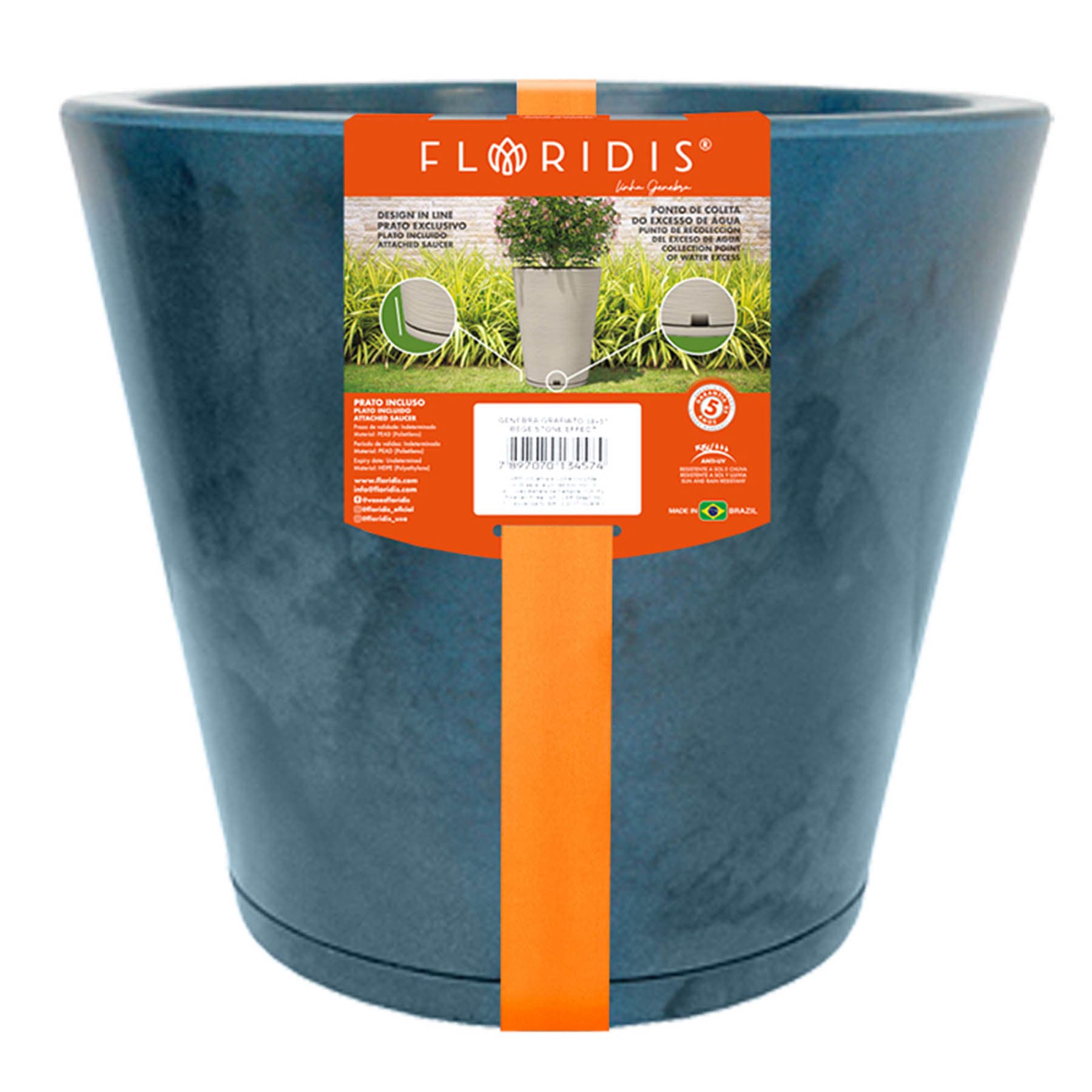 Genebra Blue Indigo Marble Effect Outdoor Planter, Small