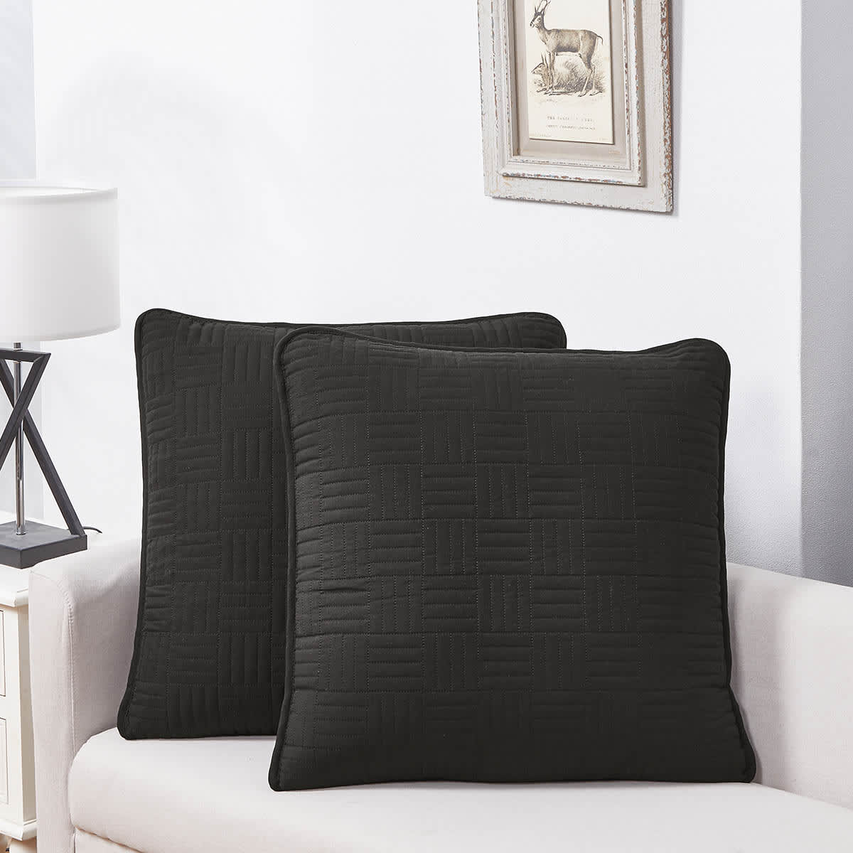 Crosby St. 2-Pack Black Blue Washed Microfiber Pillows, 24"