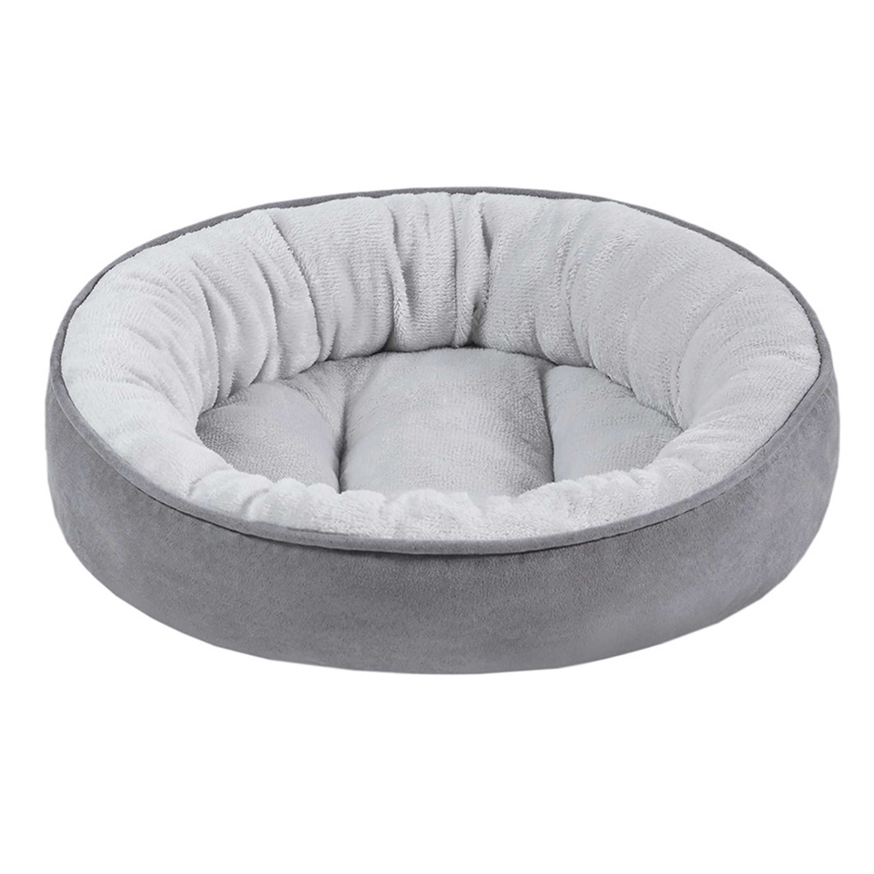 Dark Grey Faux Suede Donut Pet Bed, 18"